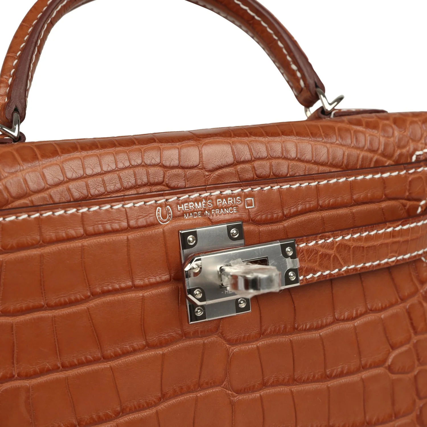 Hermes Special Order (HSS) Kelly Sellier 20 Gold Verso Matte Alligator Palladium Hardware - Image 7