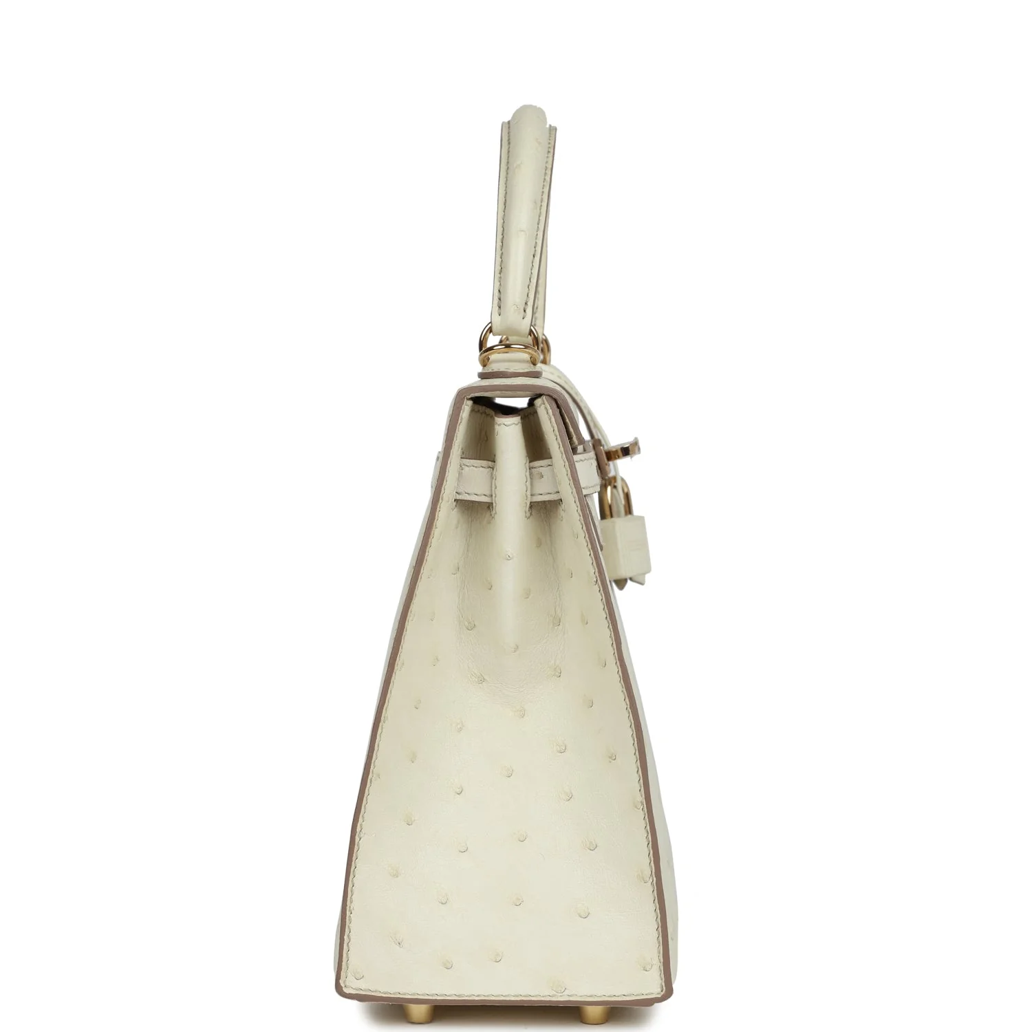 Hermes Special Order (HSS) Kelly Sellier 25 Nata Verso Ostrich Permabrass Hardware - Image 3