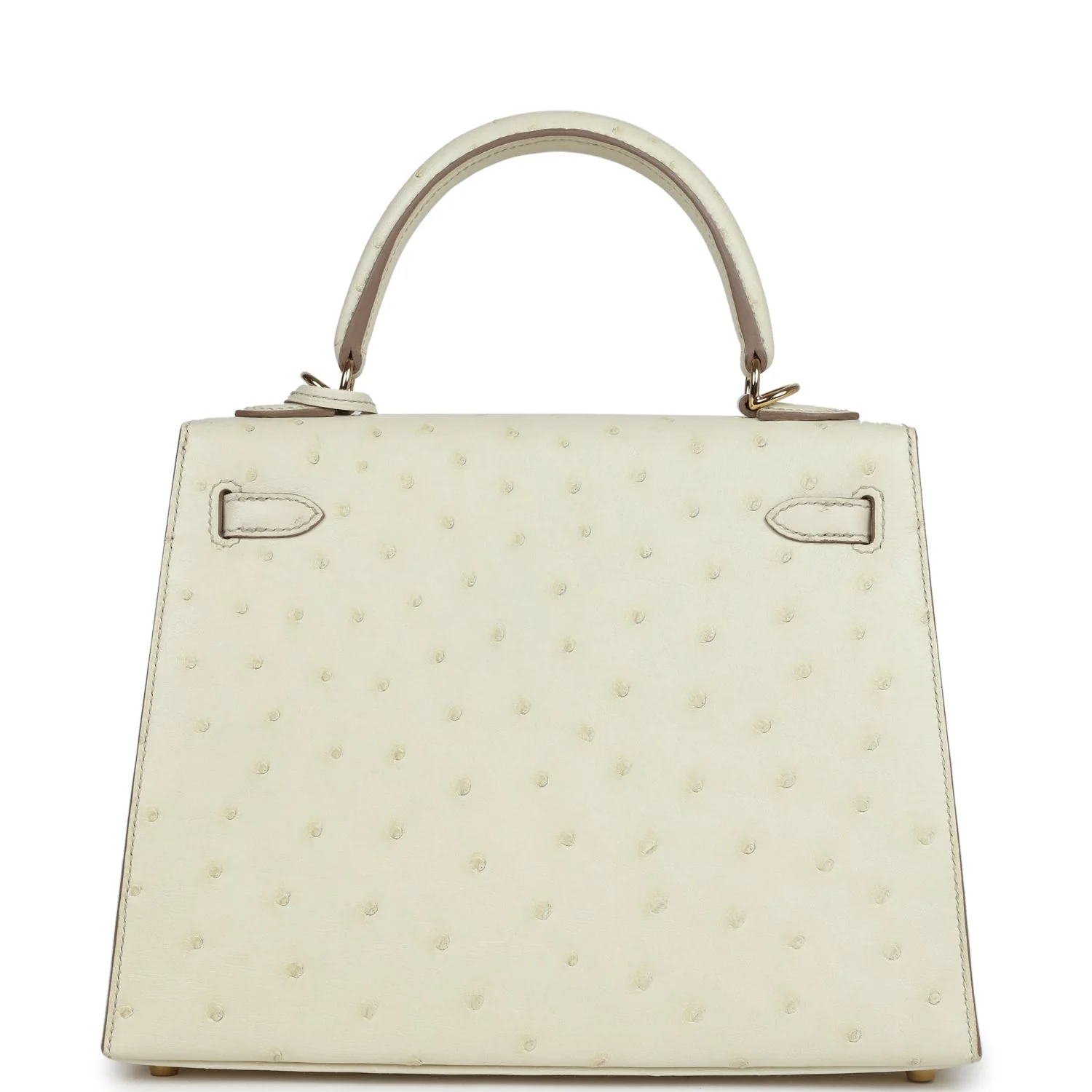 Hermes Special Order (HSS) Kelly Sellier 25 Nata Verso Ostrich Permabrass Hardware - Image 4