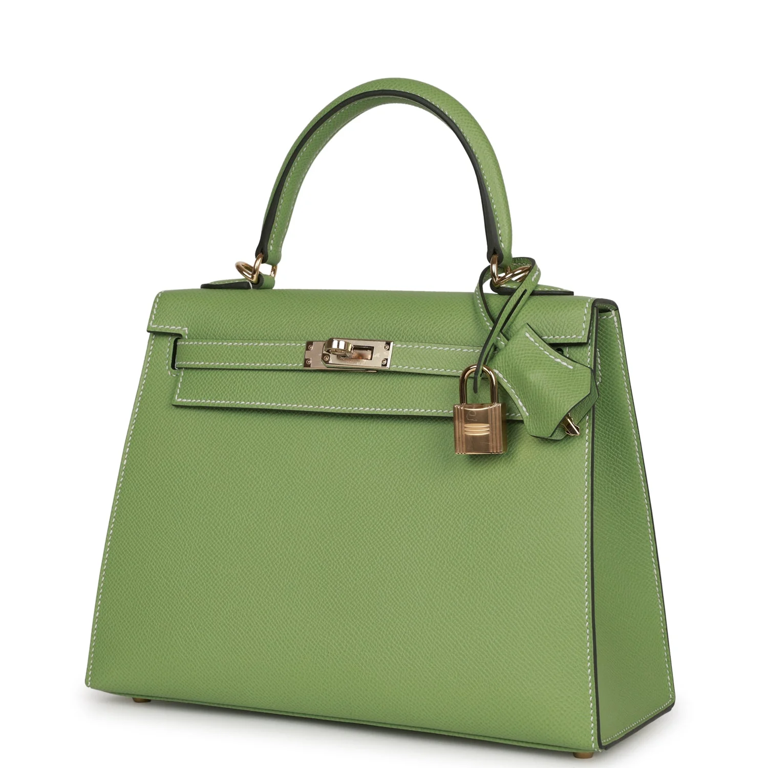 Hermes Special Order (HSS) Kelly Sellier 25 Vert Criquet Epsom Permabrass Hardware - Image 5