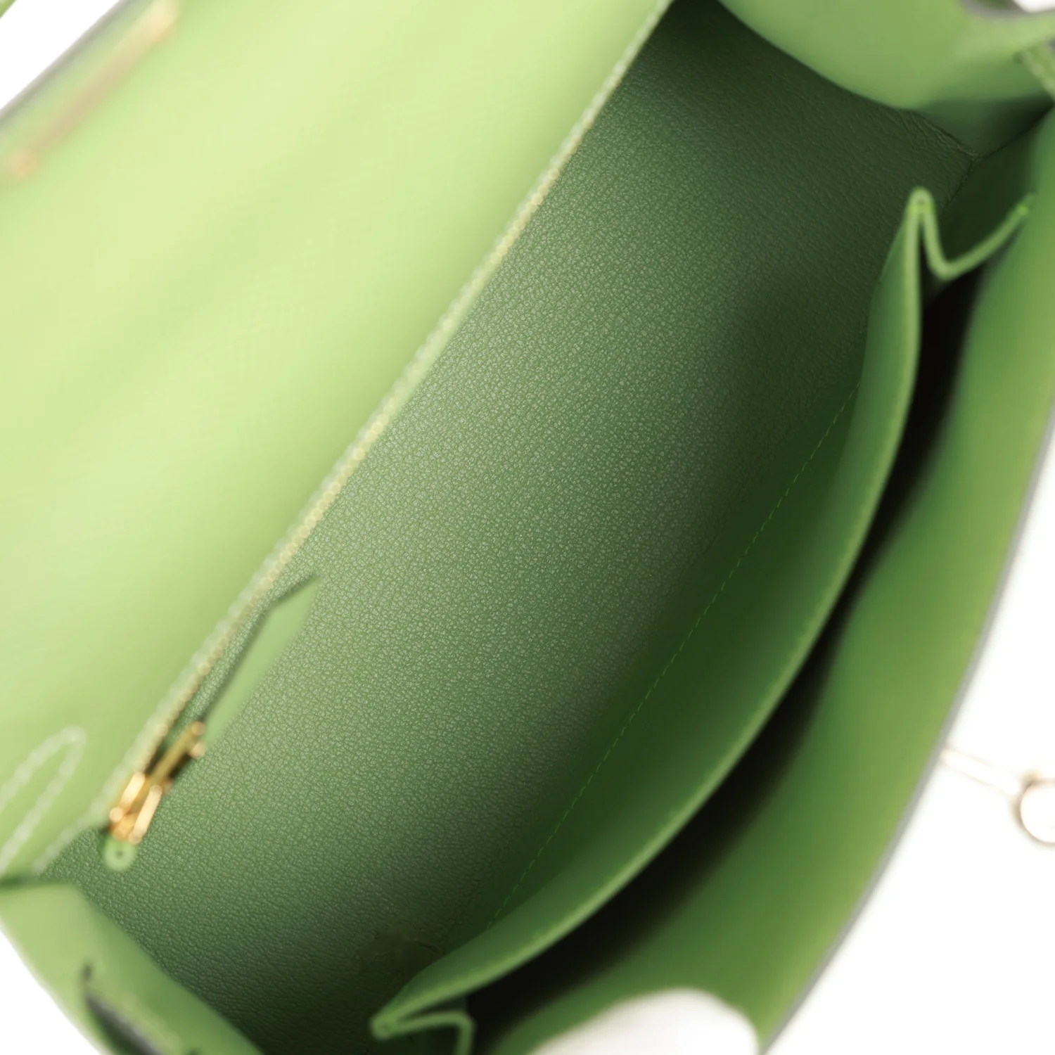 Hermes Special Order (HSS) Kelly Sellier 25 Vert Criquet Epsom Permabrass Hardware - Image 8