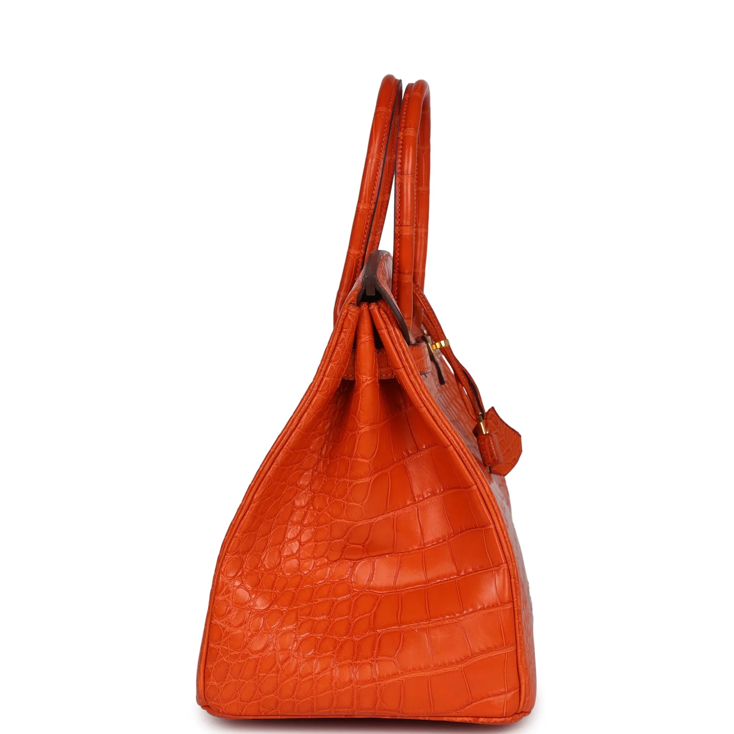 Pre-owned Hermes Birkin 35 Feu Matte Alligator Gold Hardware - Image 3