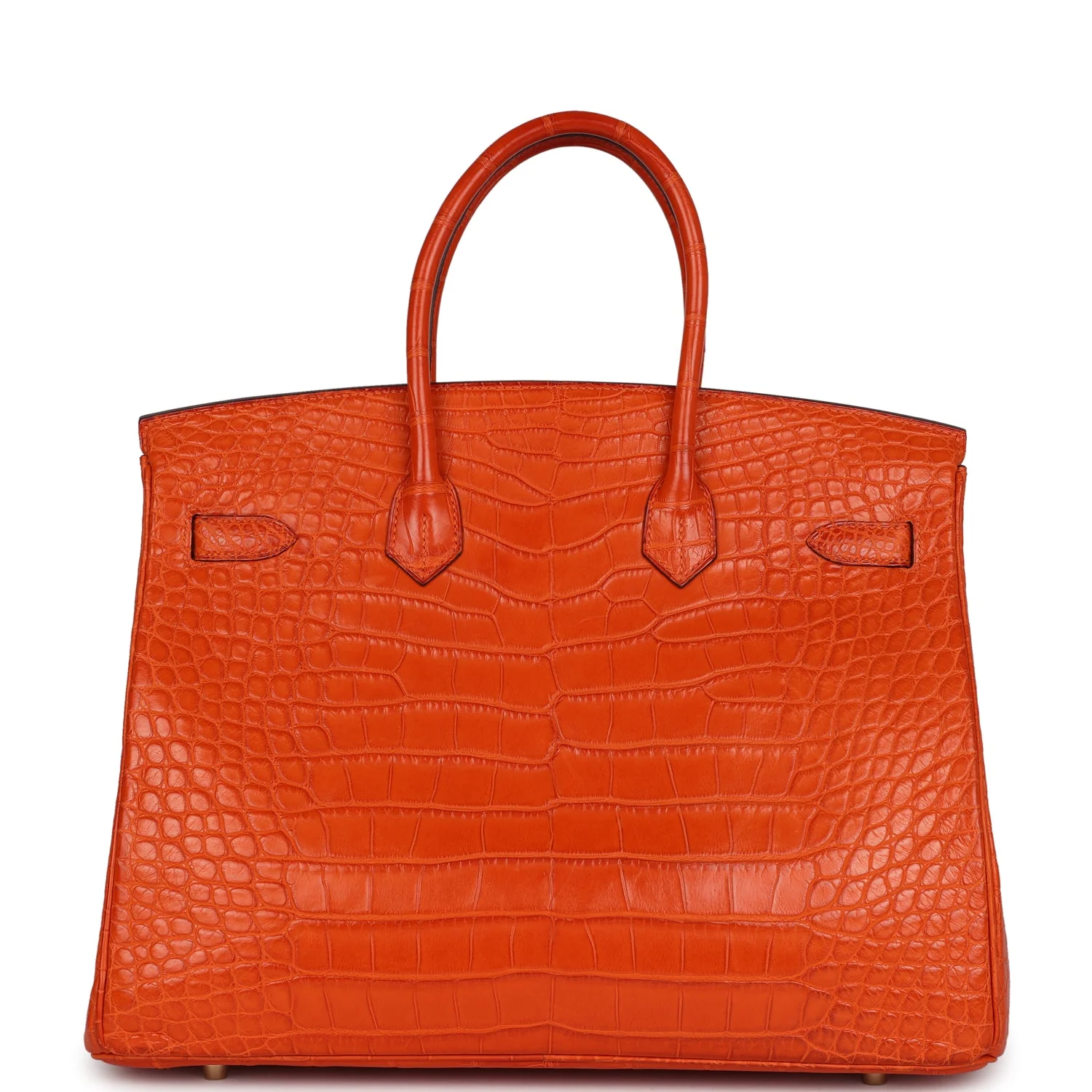 Pre-owned Hermes Birkin 35 Feu Matte Alligator Gold Hardware - Image 4