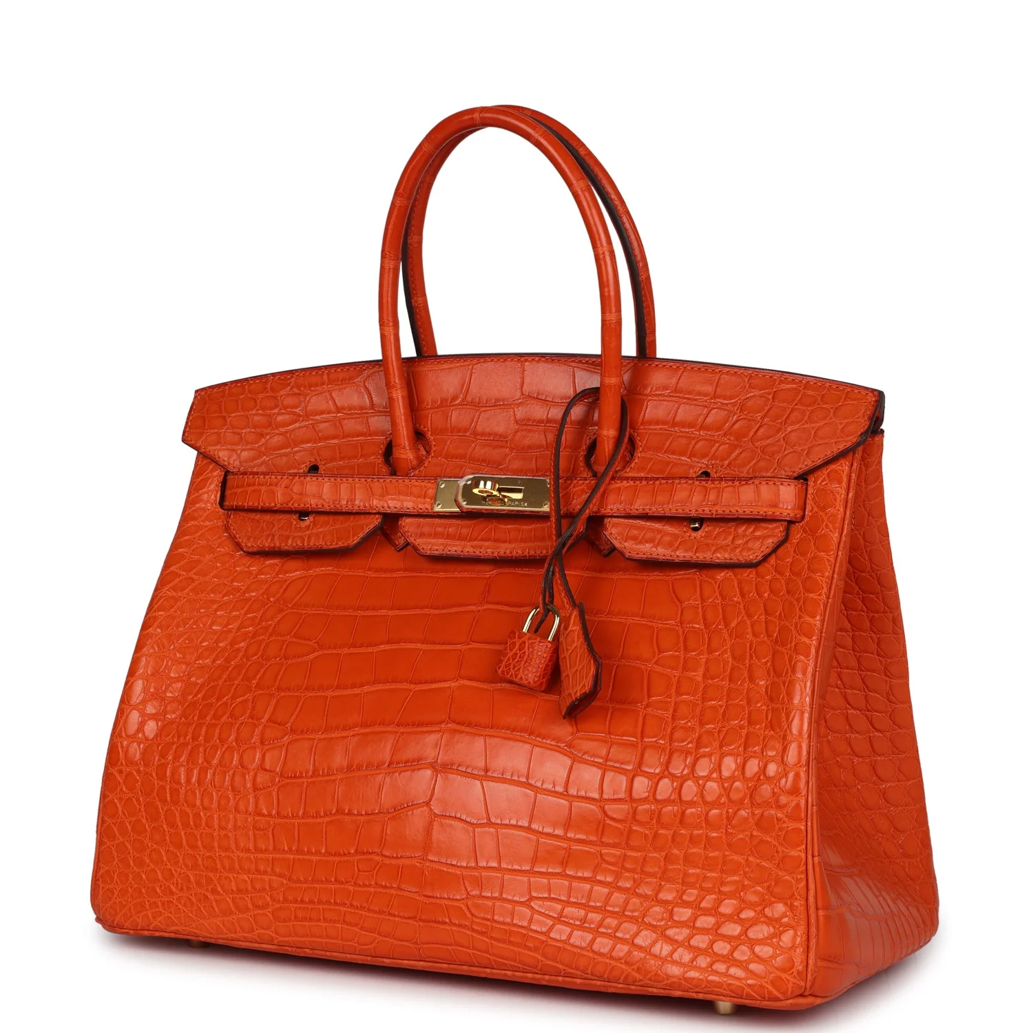 Pre-owned Hermes Birkin 35 Feu Matte Alligator Gold Hardware - Image 5
