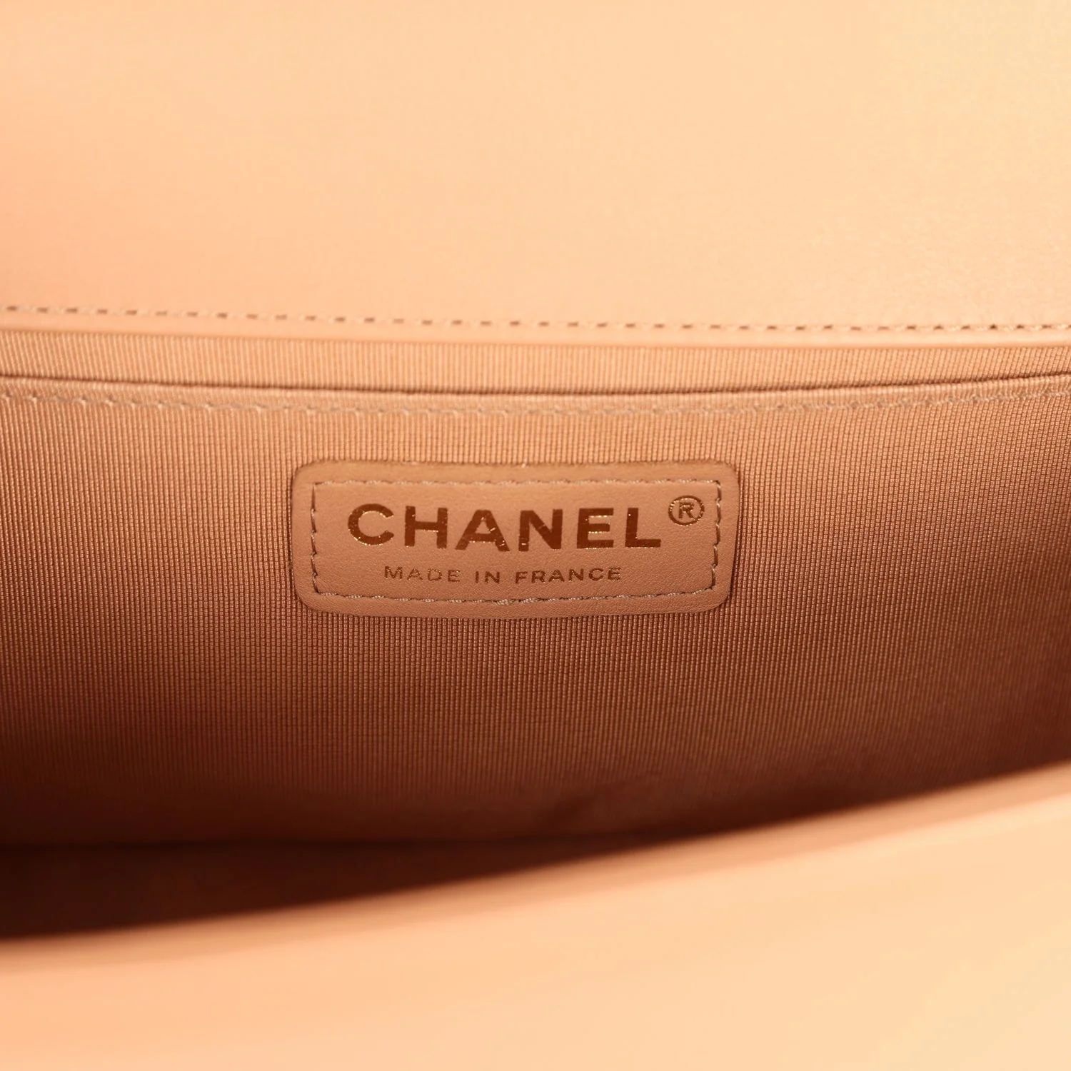 Pre-owned Chanel Medium Boy Bag Dark Beige Lambskin Antique Gold Hardware - Image 9