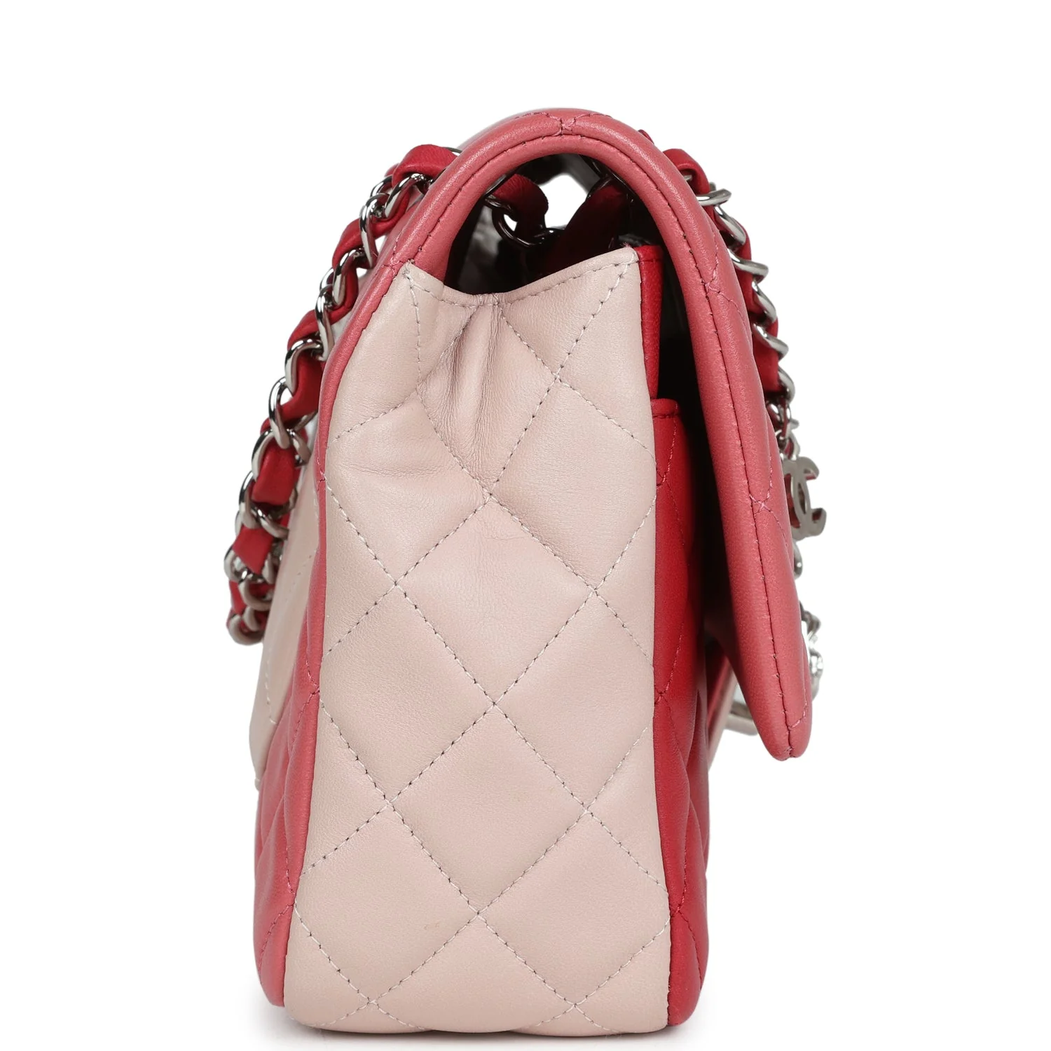Pre-owned Chanel Medium Valentine Single Flap Bag Tricolored Lambskin Silver Hardware - Image 3