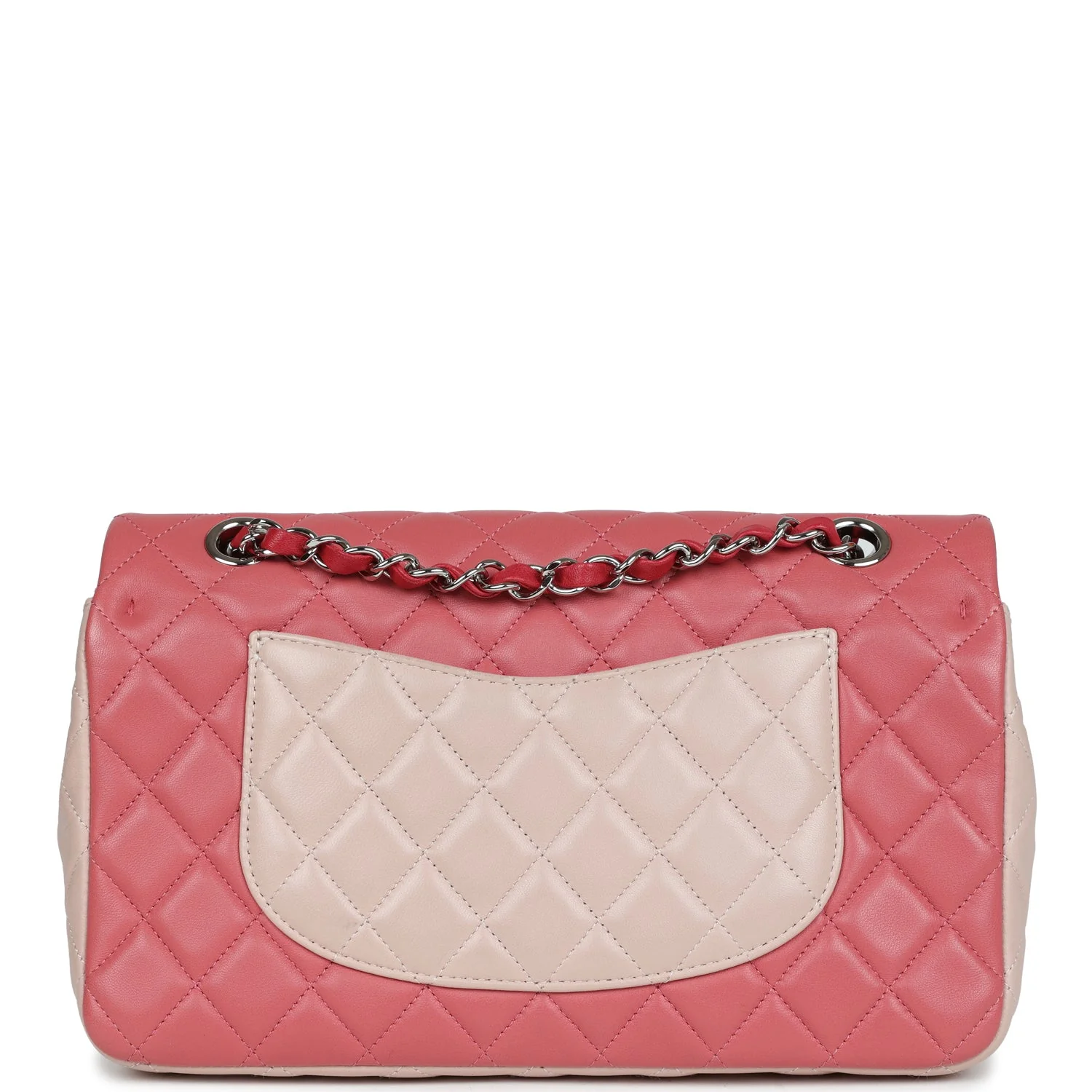 Pre-owned Chanel Medium Valentine Single Flap Bag Tricolored Lambskin Silver Hardware - Image 5