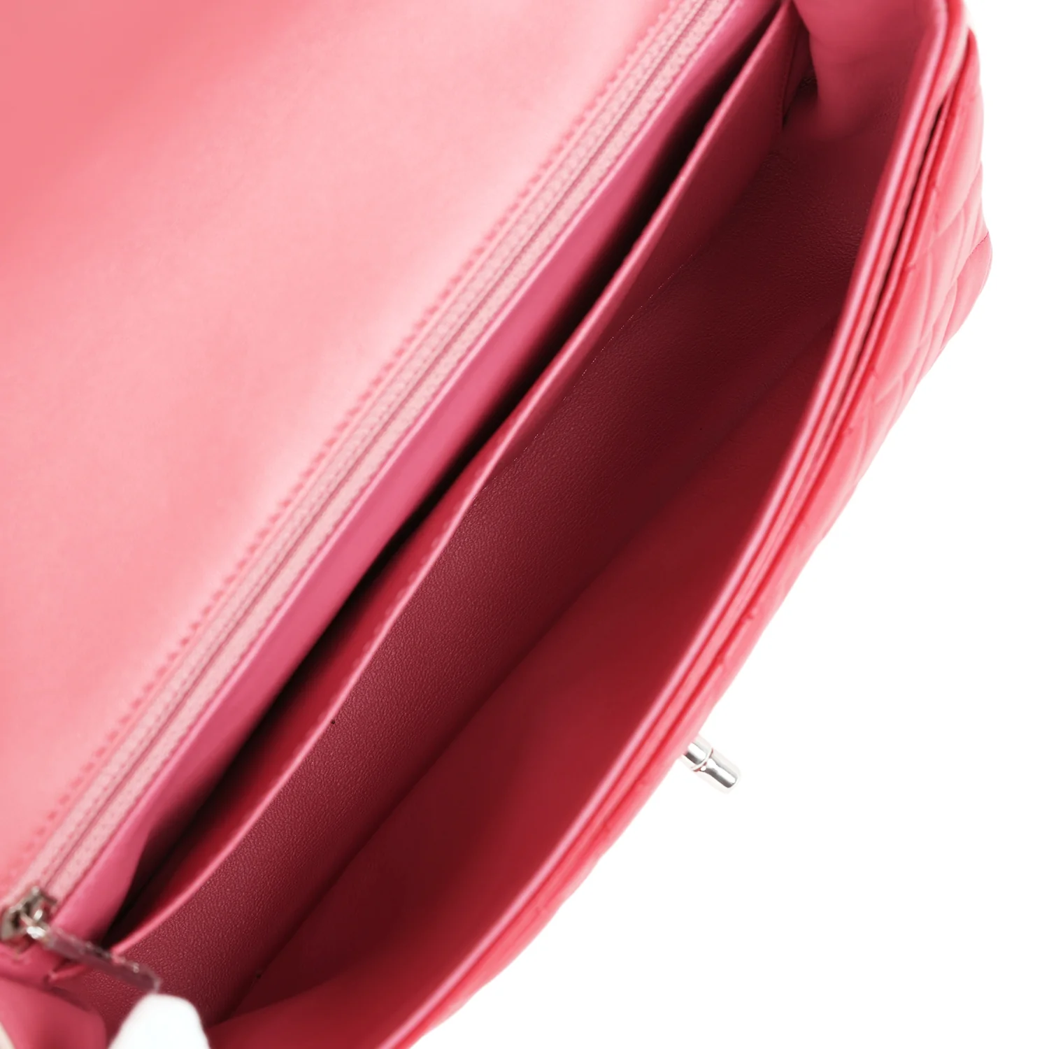 Pre-owned Chanel Medium Valentine Single Flap Bag Tricolored Lambskin Silver Hardware - Image 9