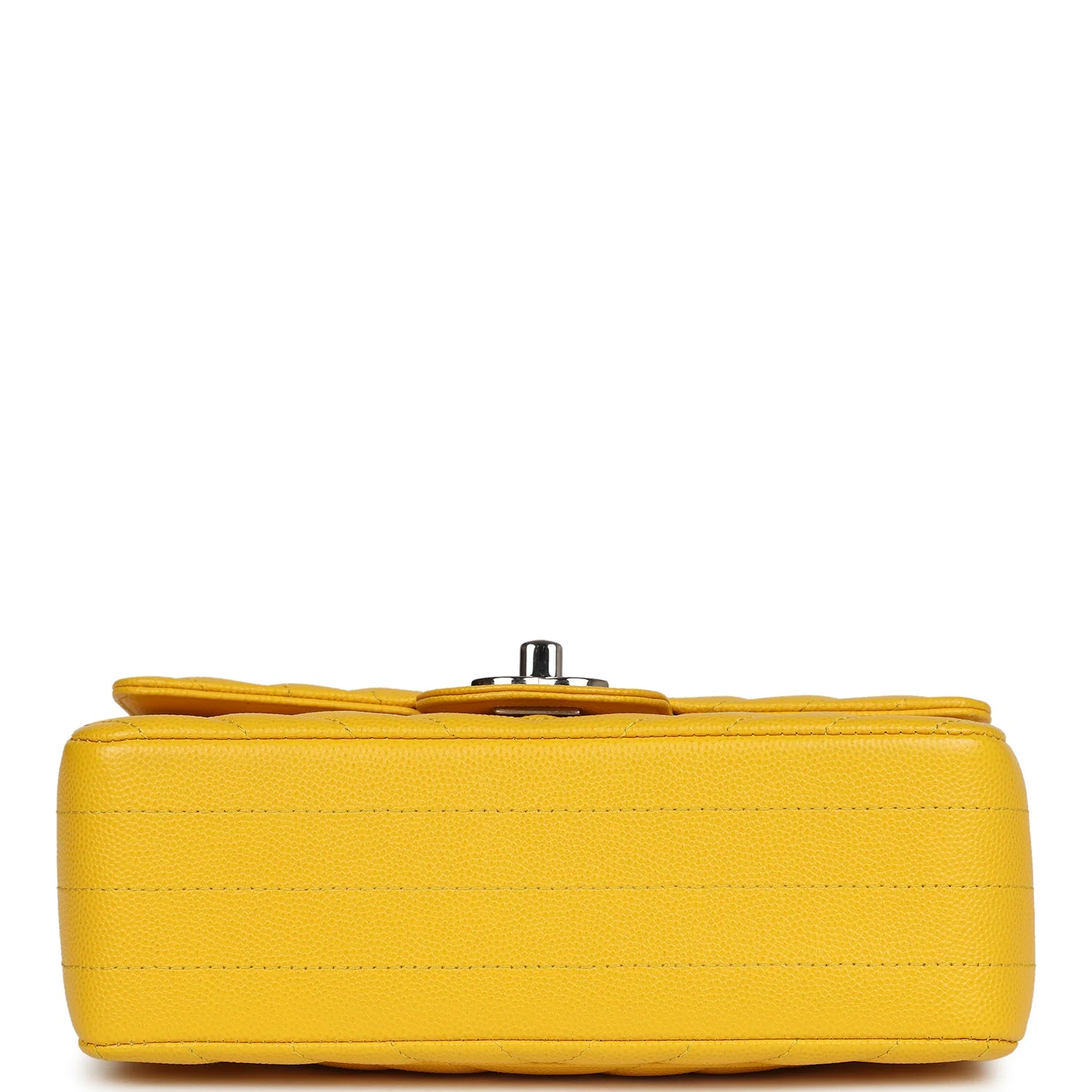 Pre-owned Chanel Mini Rectangular Flap Yellow Chevron Caviar Silver Hardware - Image 6