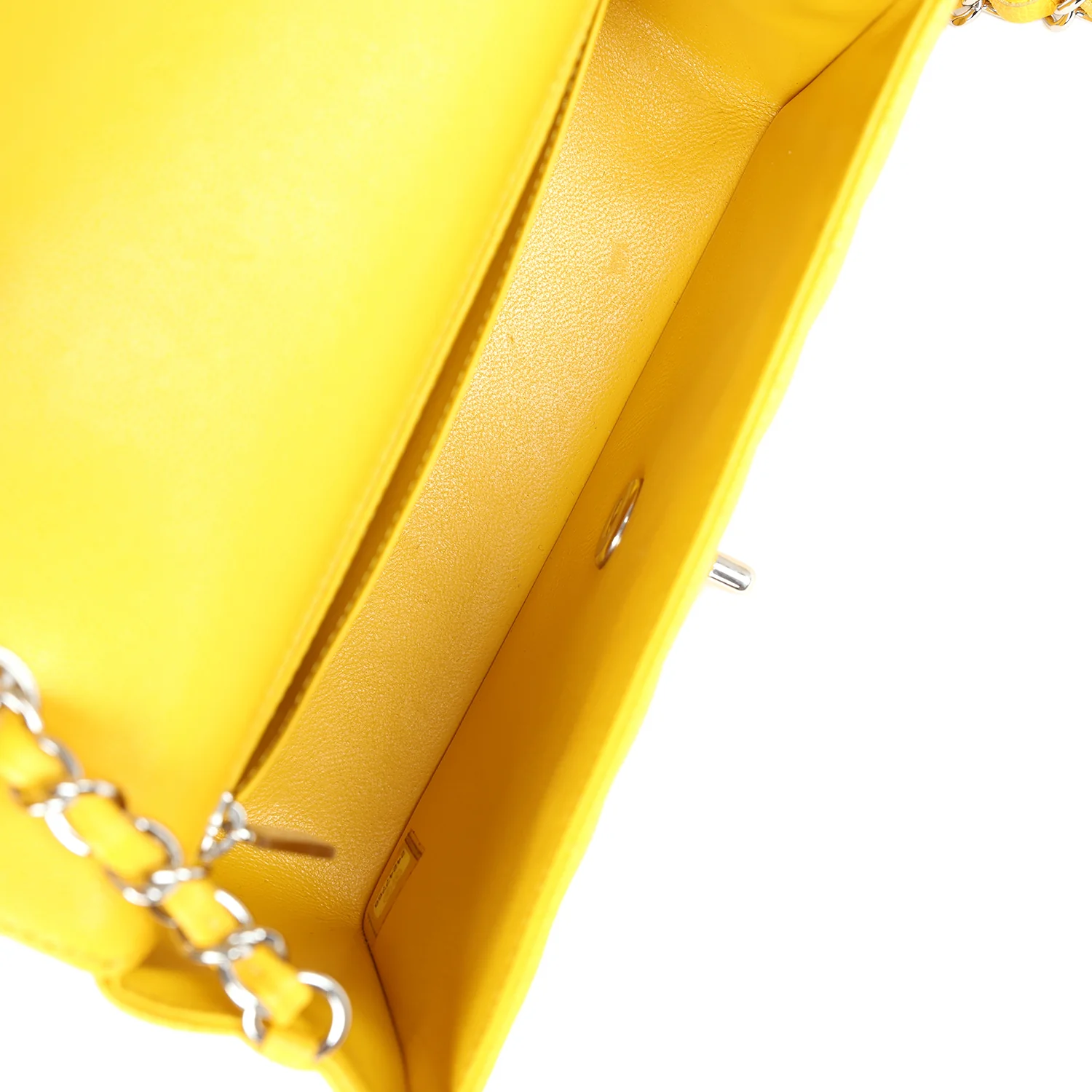 Pre-owned Chanel Mini Rectangular Flap Yellow Chevron Caviar Silver Hardware - Image 8