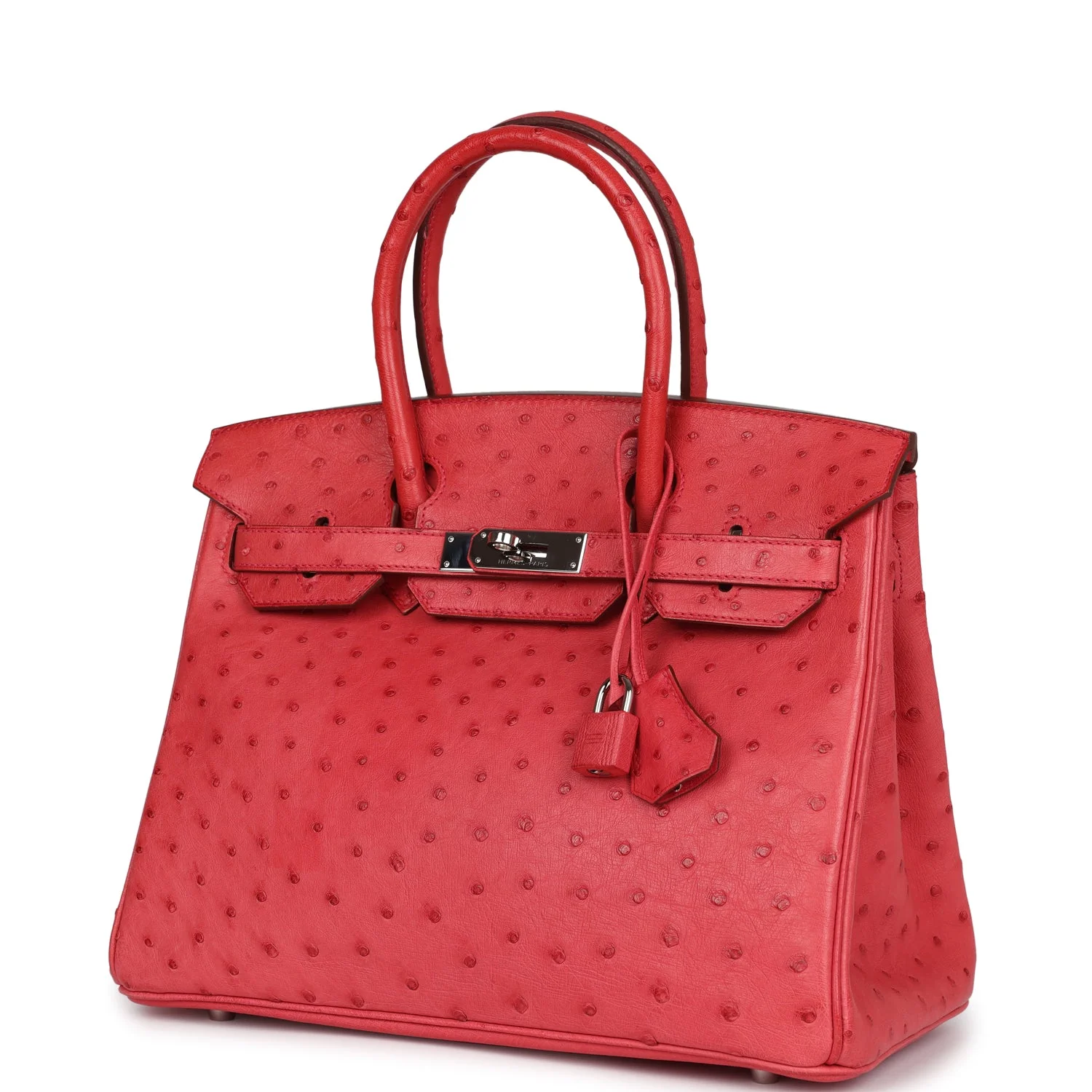 Pre-owned Hermes Birkin 30 Bougainvillea Ostrich Palladium Hardware - Image 5