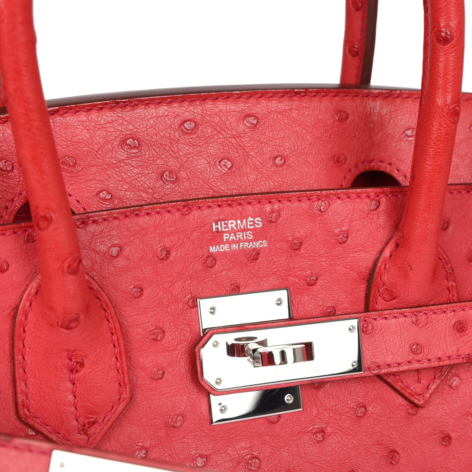 Pre-owned Hermes Birkin 30 Bougainvillea Ostrich Palladium Hardware - Image 7
