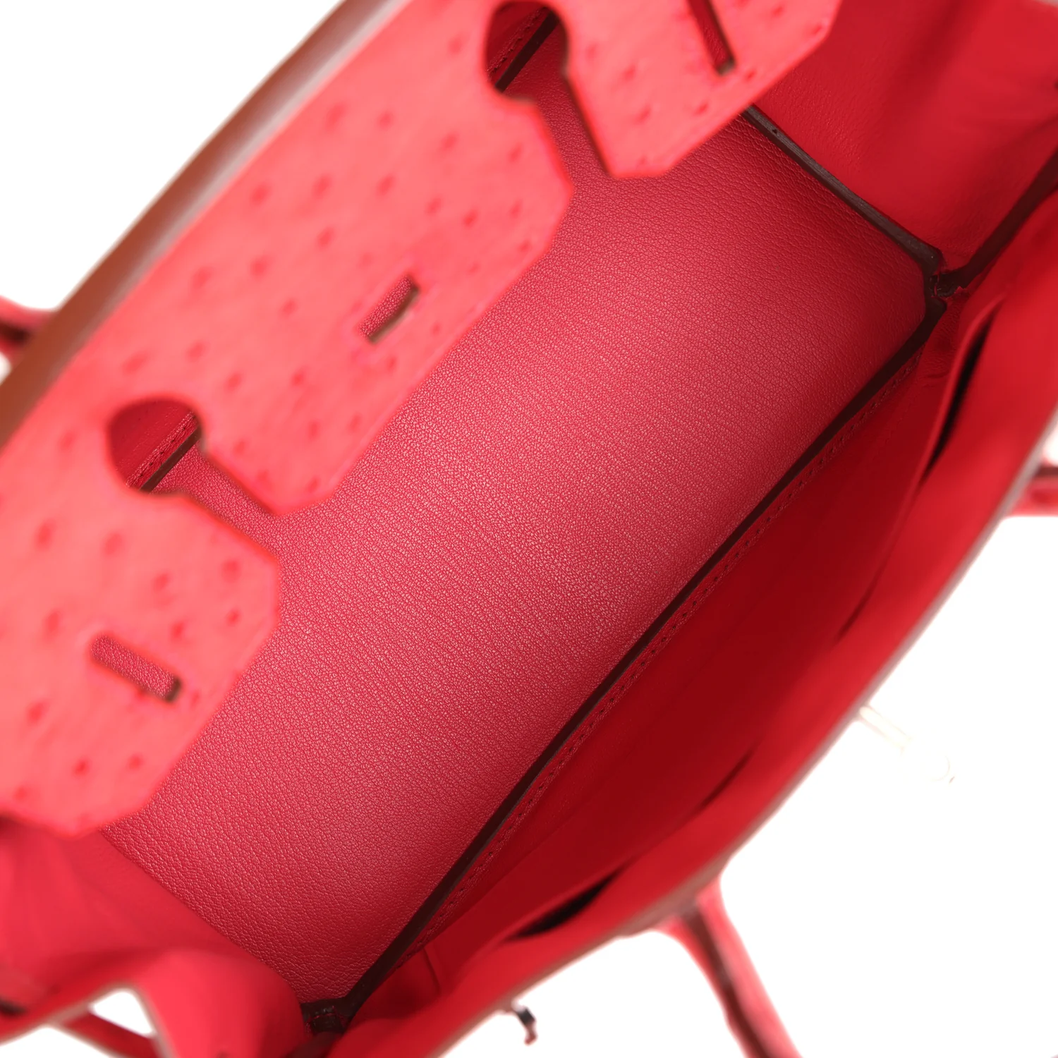 Pre-owned Hermes Birkin 30 Bougainvillea Ostrich Palladium Hardware - Image 8