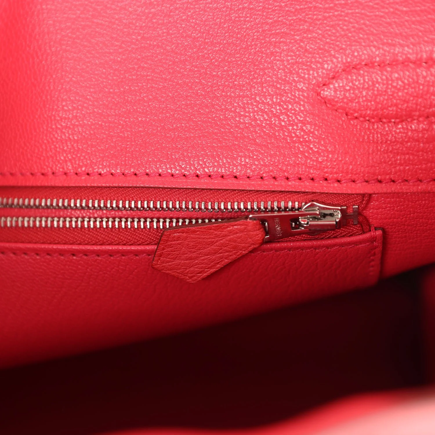 Pre-owned Hermes Birkin 30 Bougainvillea Ostrich Palladium Hardware - Image 9