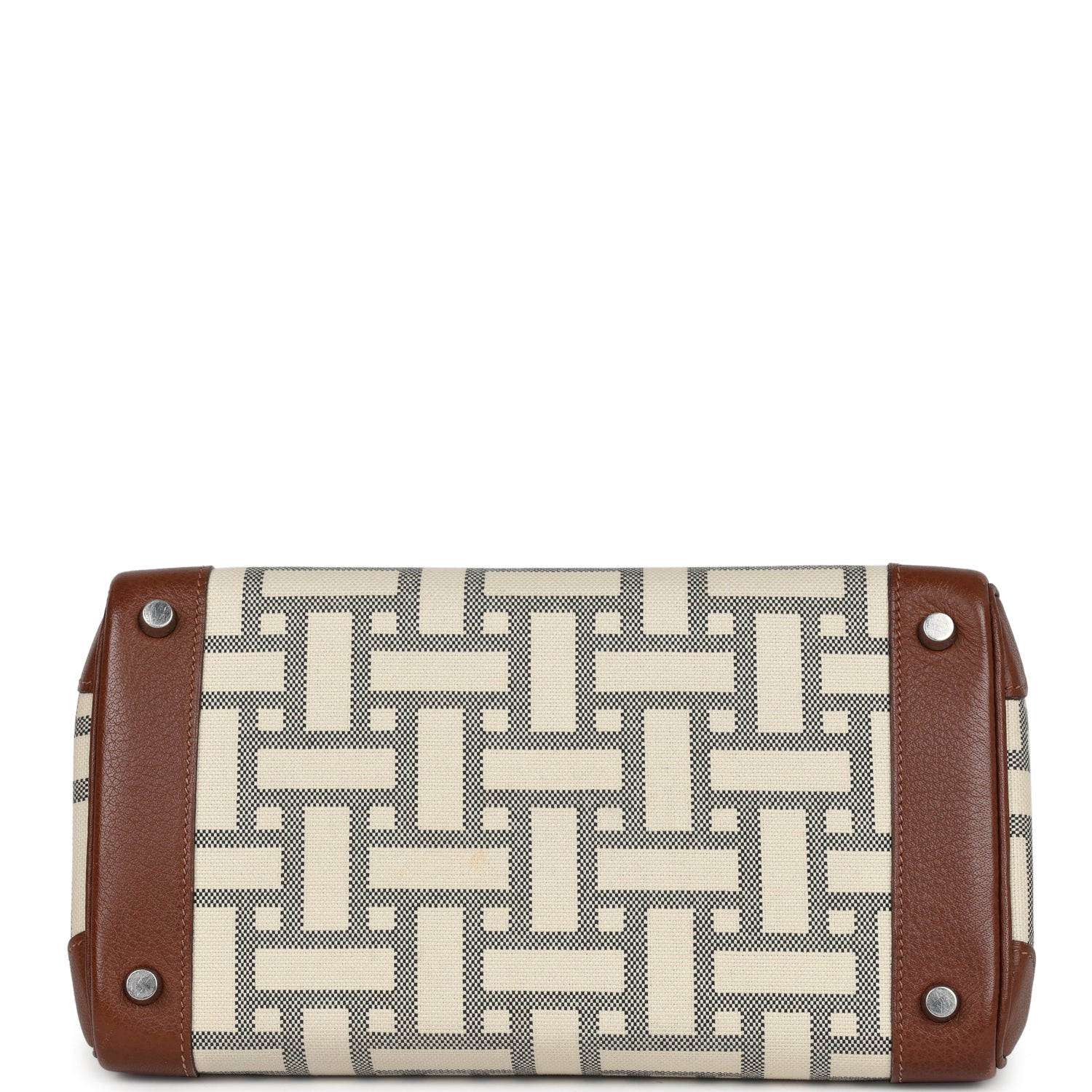 Pre-owned Hermes Birkin 30 Marron D'Inde Buffalo and Mosaique Canvas Palladium Hardware - Image 6