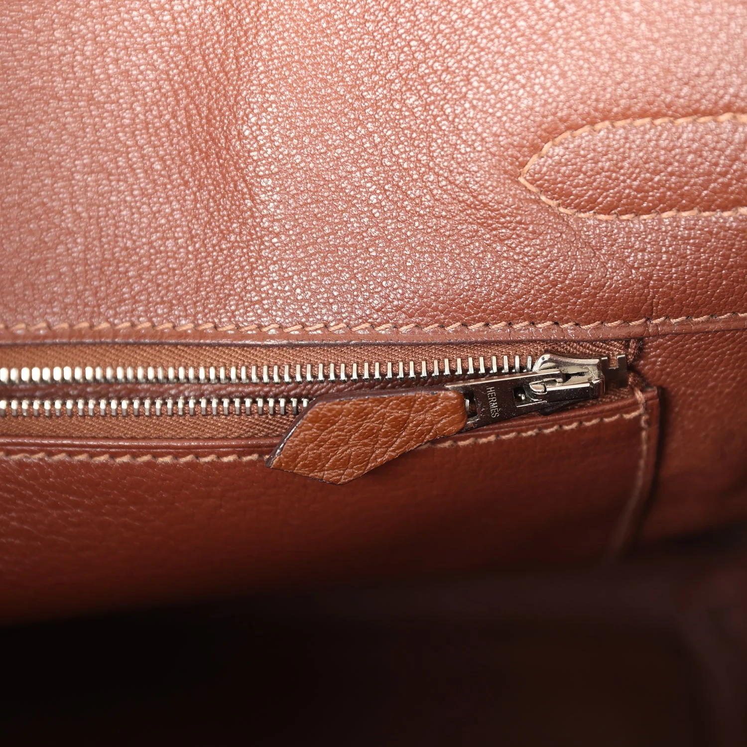 Pre-owned Hermes Birkin 30 Marron D'Inde Buffalo and Mosaique Canvas Palladium Hardware - Image 9