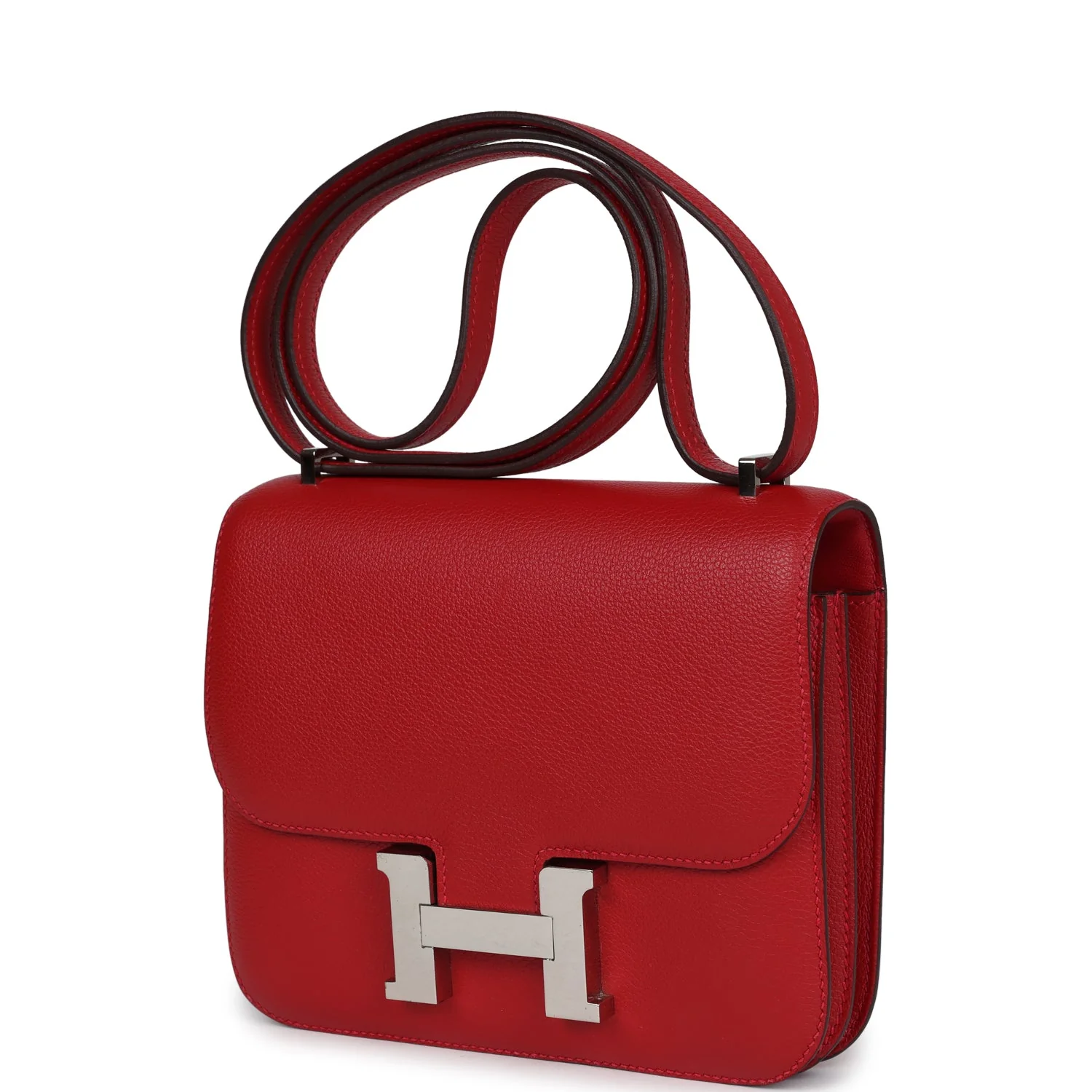 Pre-owned Hermes Constance 18 Rouge Casaque Evercolor Palladium Hardware - Image 5