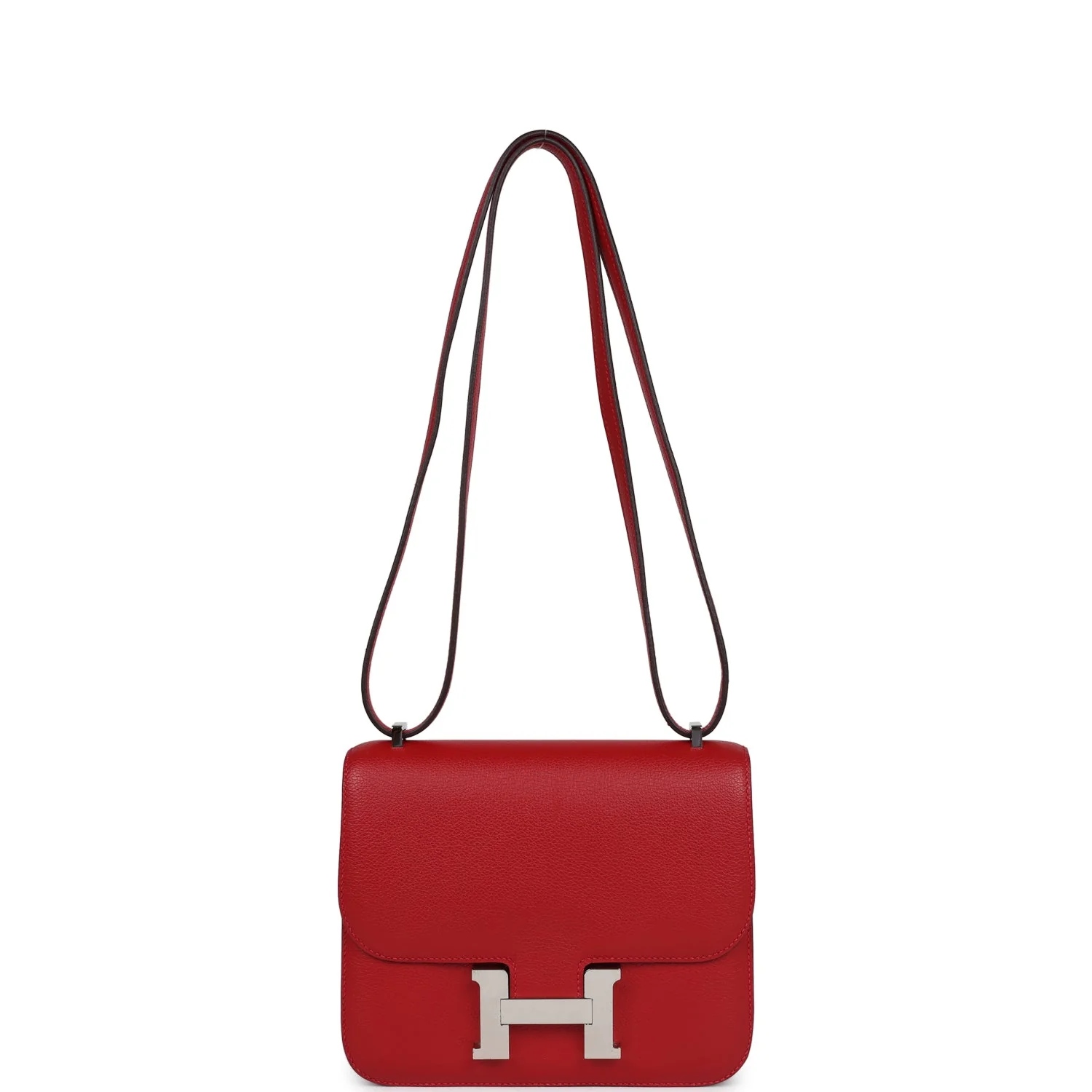 Pre-owned Hermes Constance 18 Rouge Casaque Evercolor Palladium Hardware - Image 7