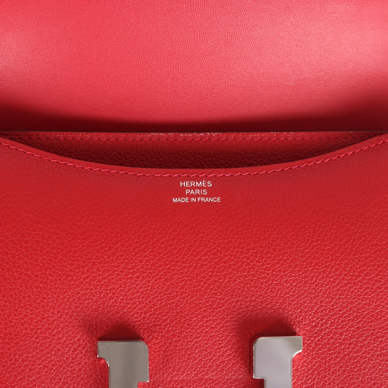 Pre-owned Hermes Constance 18 Rouge Casaque Evercolor Palladium Hardware - Image 8
