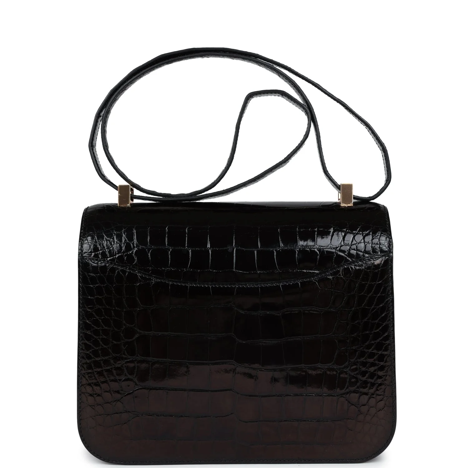 Pre-owned Hermes Constance 24 Black Shiny Alligator Rose Gold Hardware - Image 4