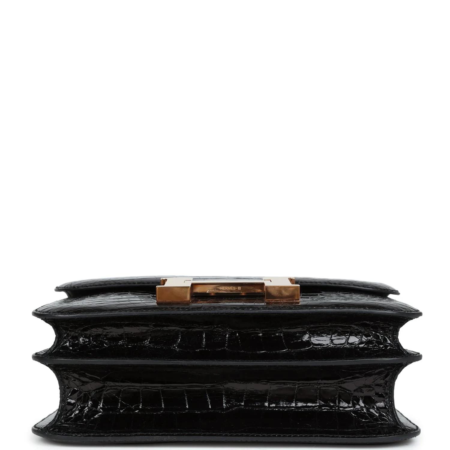 Pre-owned Hermes Constance 24 Black Shiny Alligator Rose Gold Hardware - Image 6