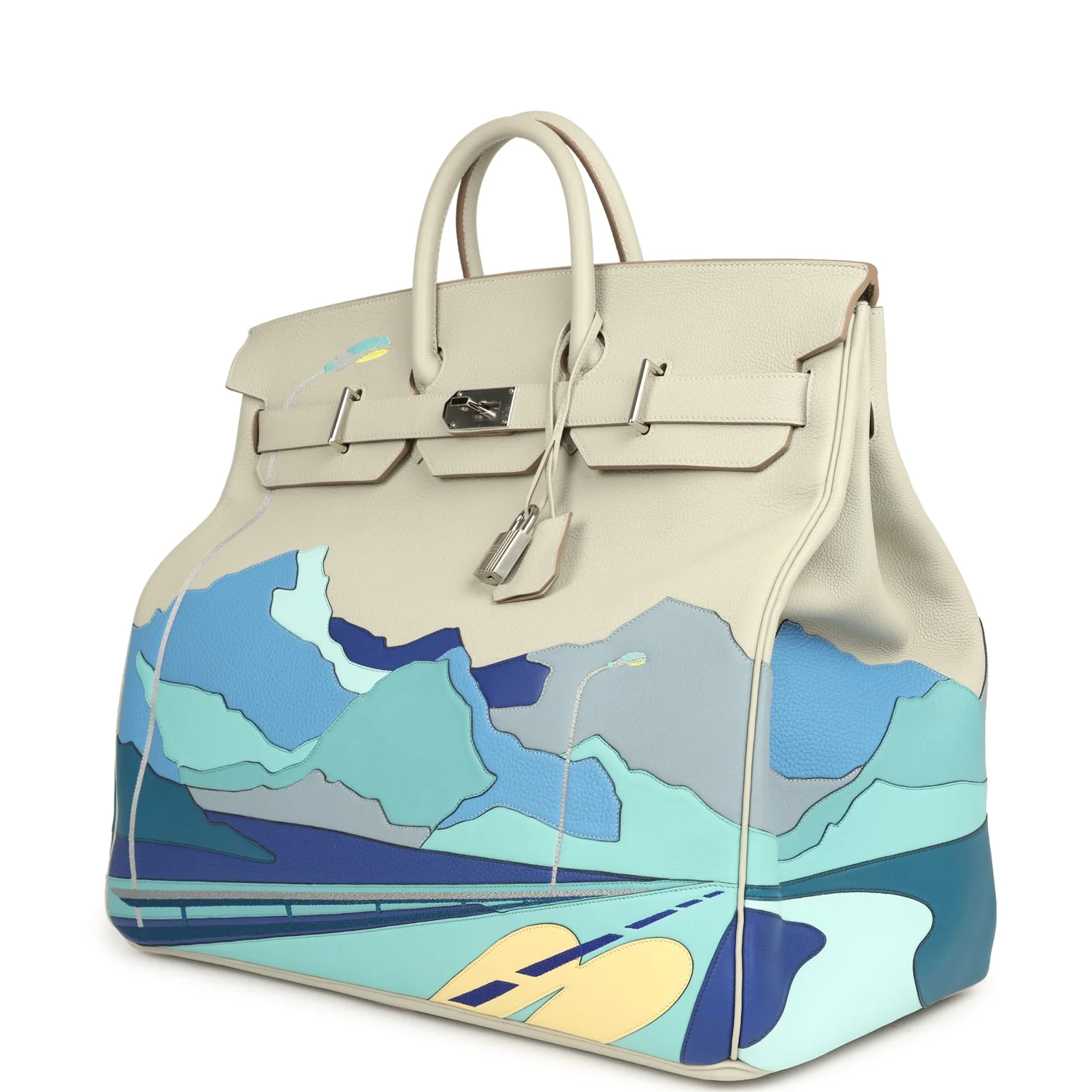 Pre-owned Hermes HAC Birkin 50 "Endless Road" Gris Perle Togo Palladium Hardware - Image 5