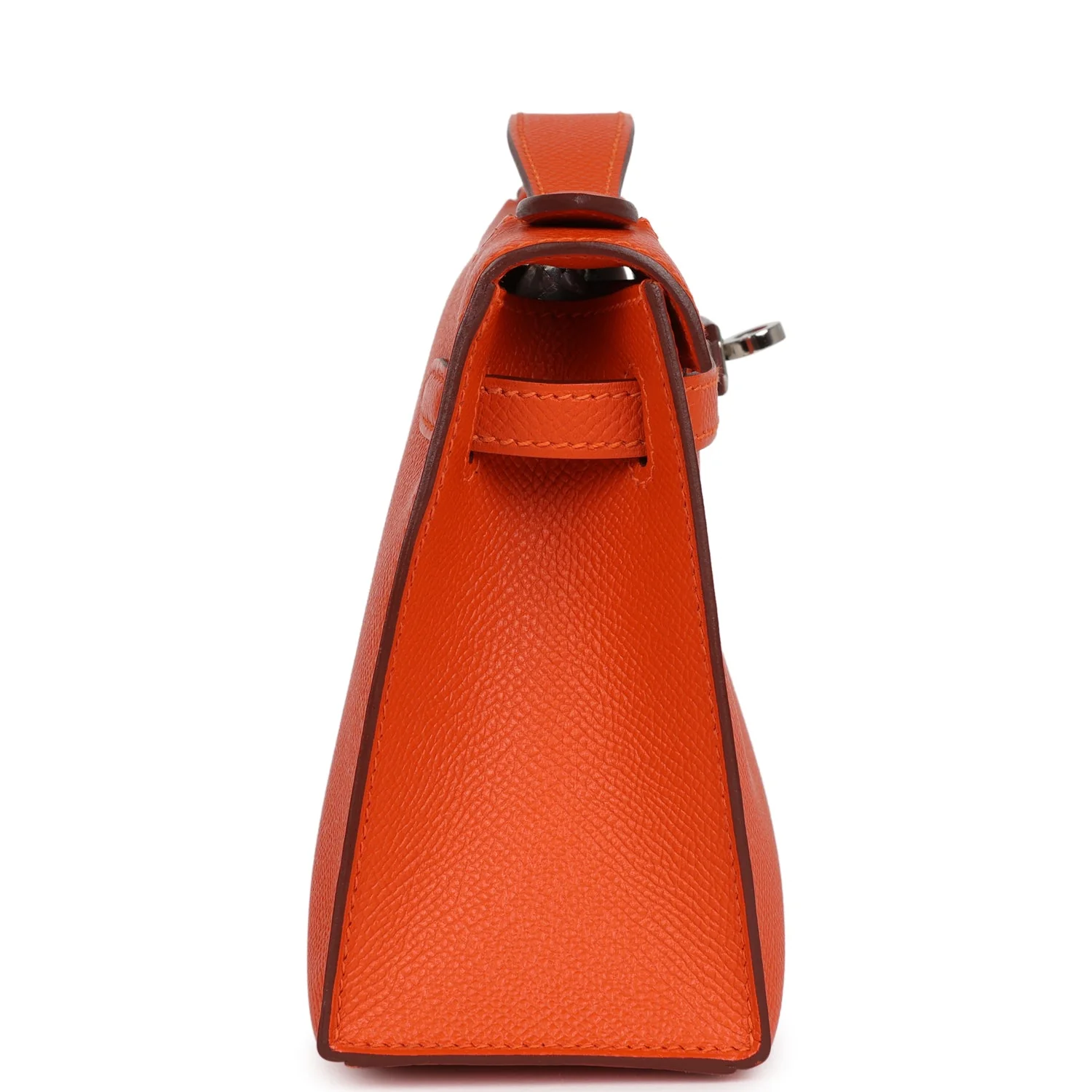 Pre-owned Hermes Kelly Pochette Feu Epsom Palladium Hardware - Image 3