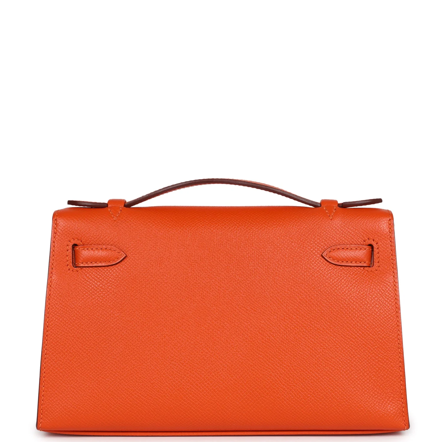 Pre-owned Hermes Kelly Pochette Feu Epsom Palladium Hardware - Image 4