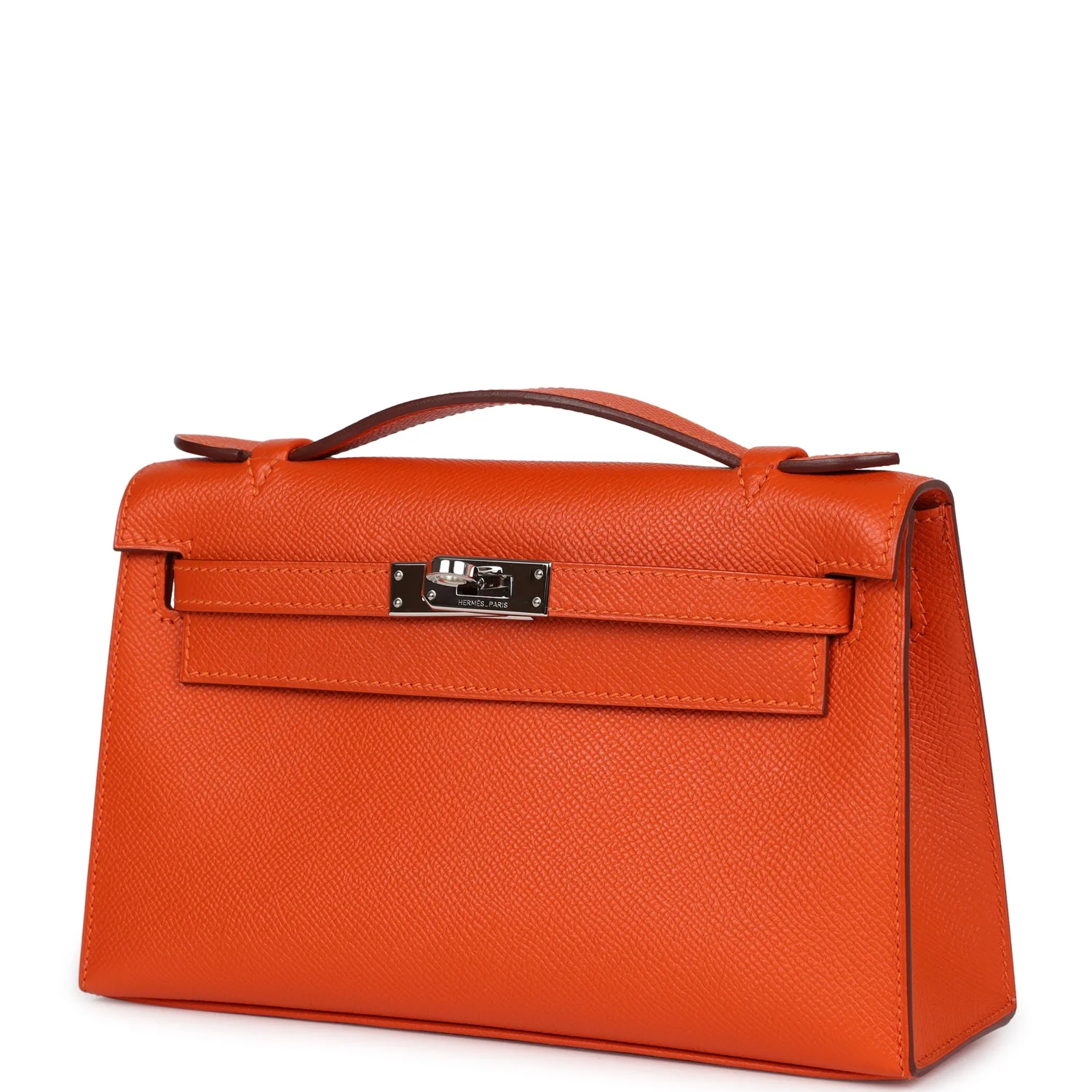 Pre-owned Hermes Kelly Pochette Feu Epsom Palladium Hardware - Image 5