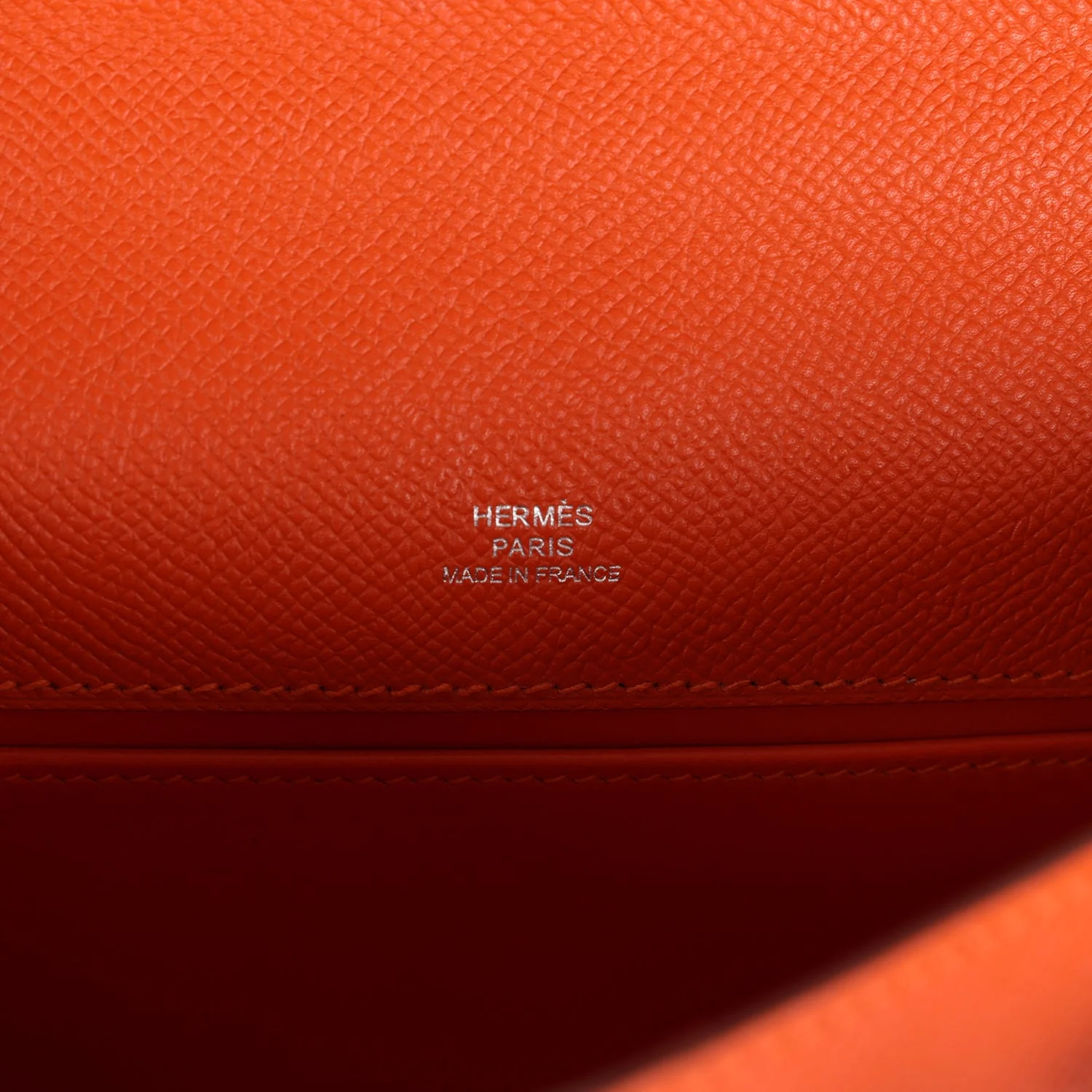 Pre-owned Hermes Kelly Pochette Feu Epsom Palladium Hardware - Image 7