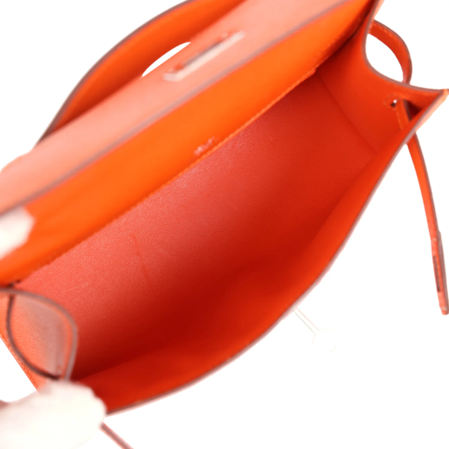 Pre-owned Hermes Kelly Pochette Feu Epsom Palladium Hardware - Image 8