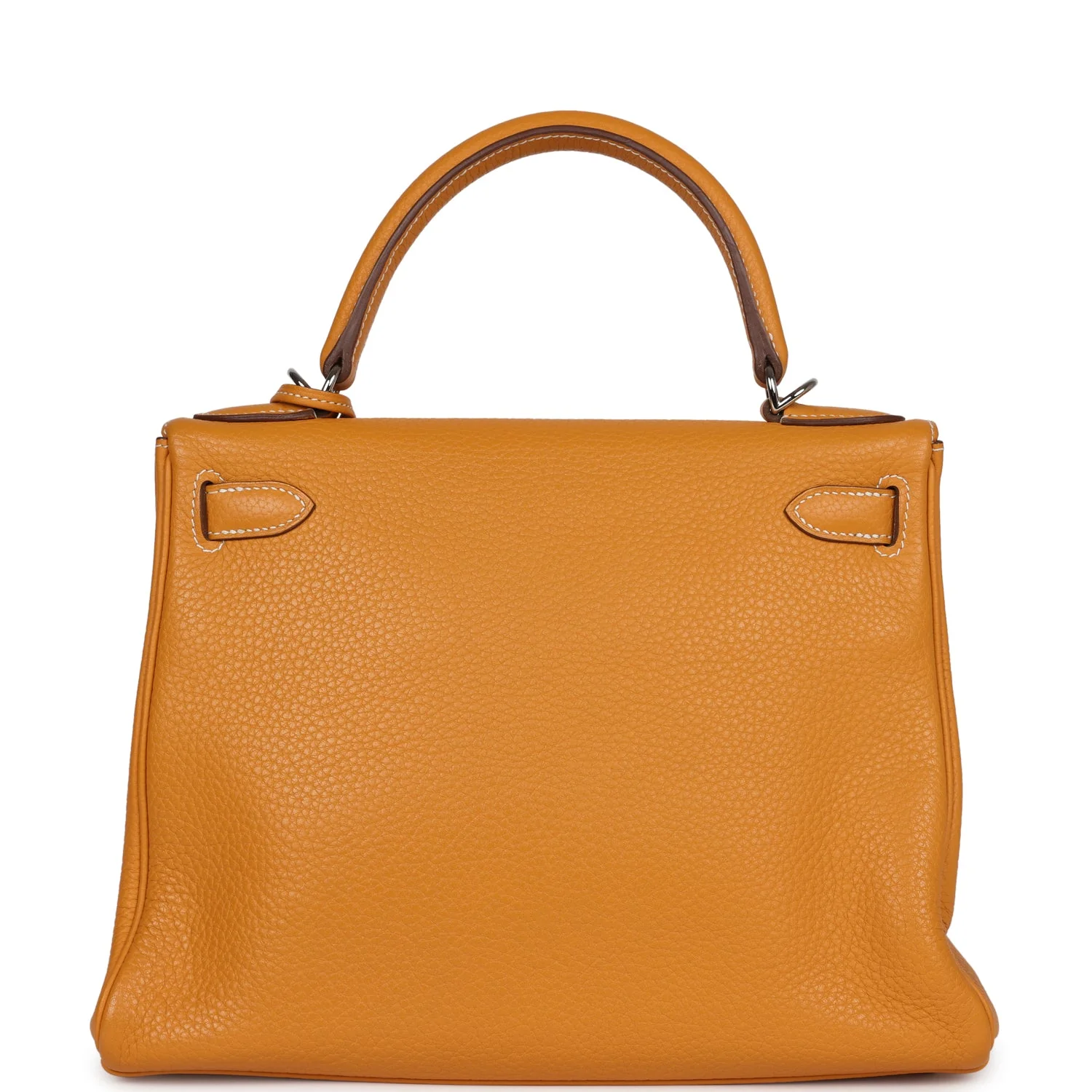 Pre-owned Hermes Kelly Retourne 28 Moutarde Clemence Palladium Hardware - Image 4