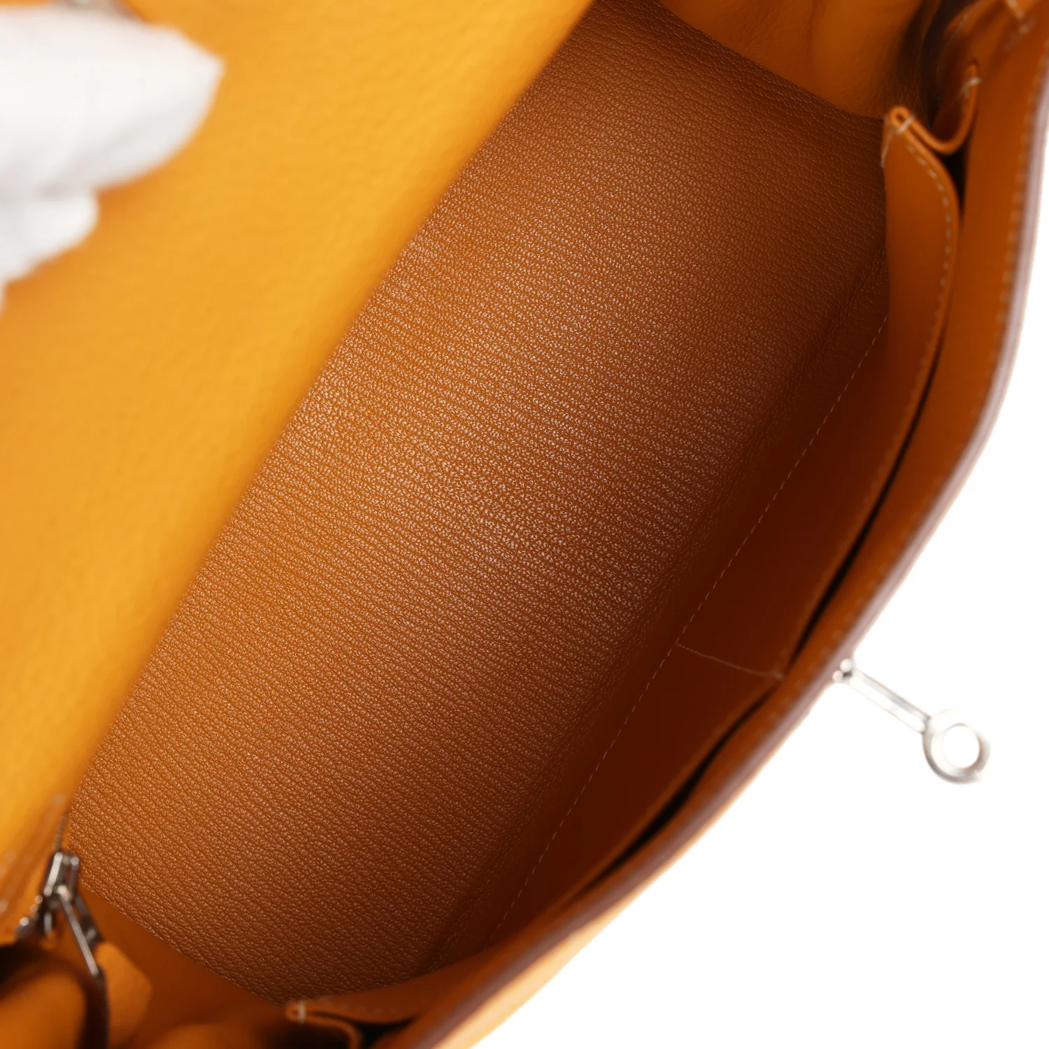 Pre-owned Hermes Kelly Retourne 28 Moutarde Clemence Palladium Hardware - Image 8