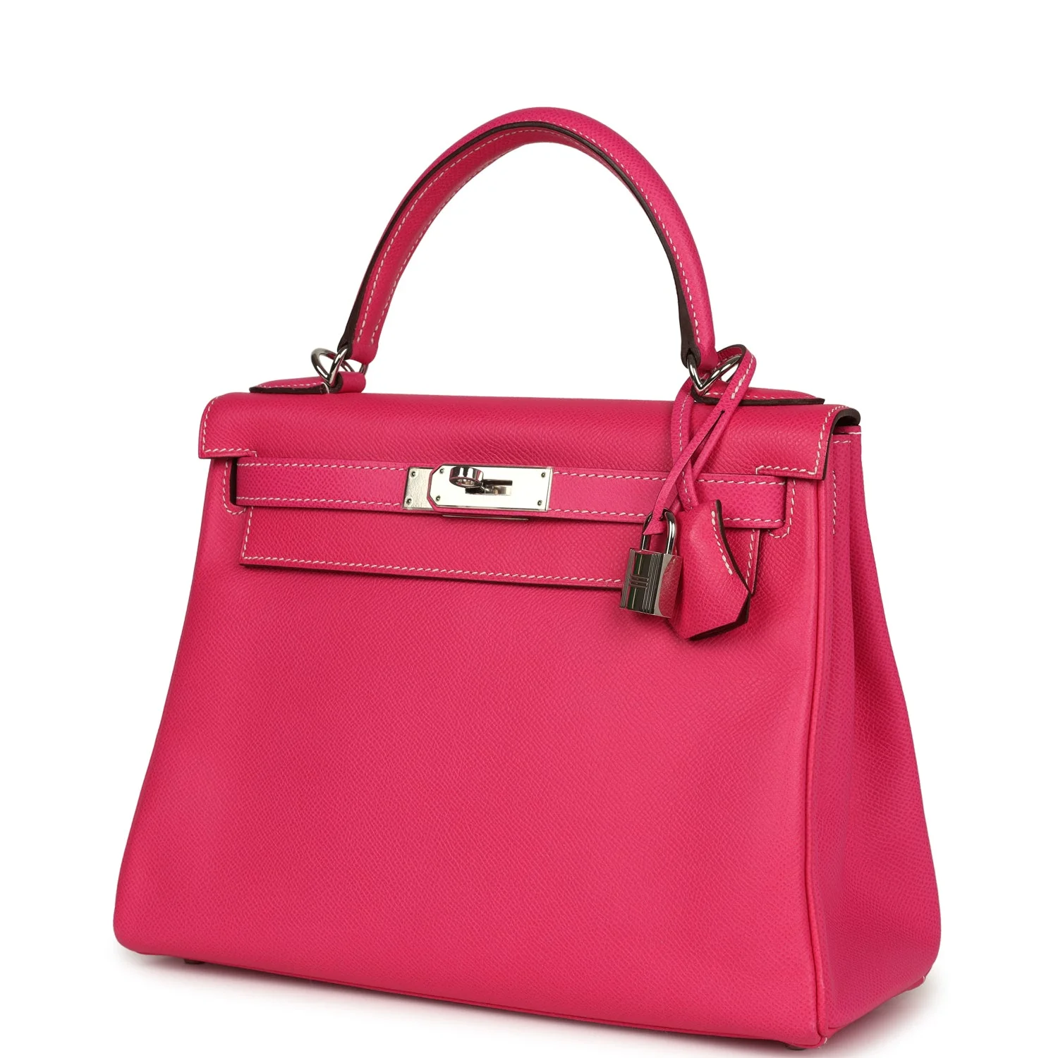 Pre-owned Hermes Kelly Retourne 28 Rose Tyrien Candy Epsom Palladium Hardware - Image 4