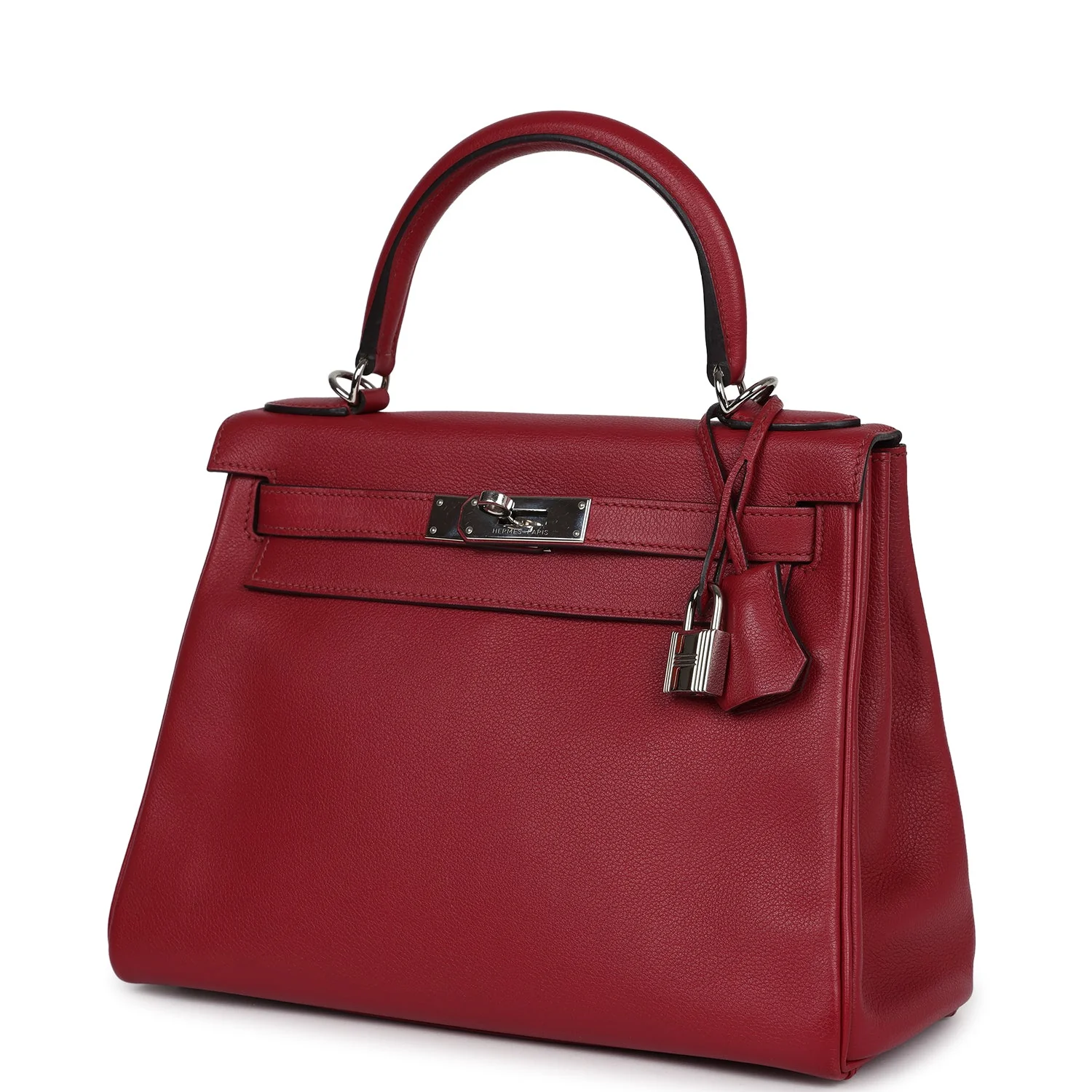 Pre-owned Hermes Kelly Retourne 28 Rouge Grenat Evercolor Palladium Hardware - Image 5