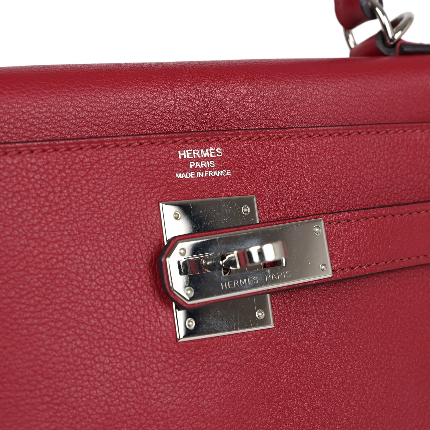 Pre-owned Hermes Kelly Retourne 28 Rouge Grenat Evercolor Palladium Hardware - Image 7