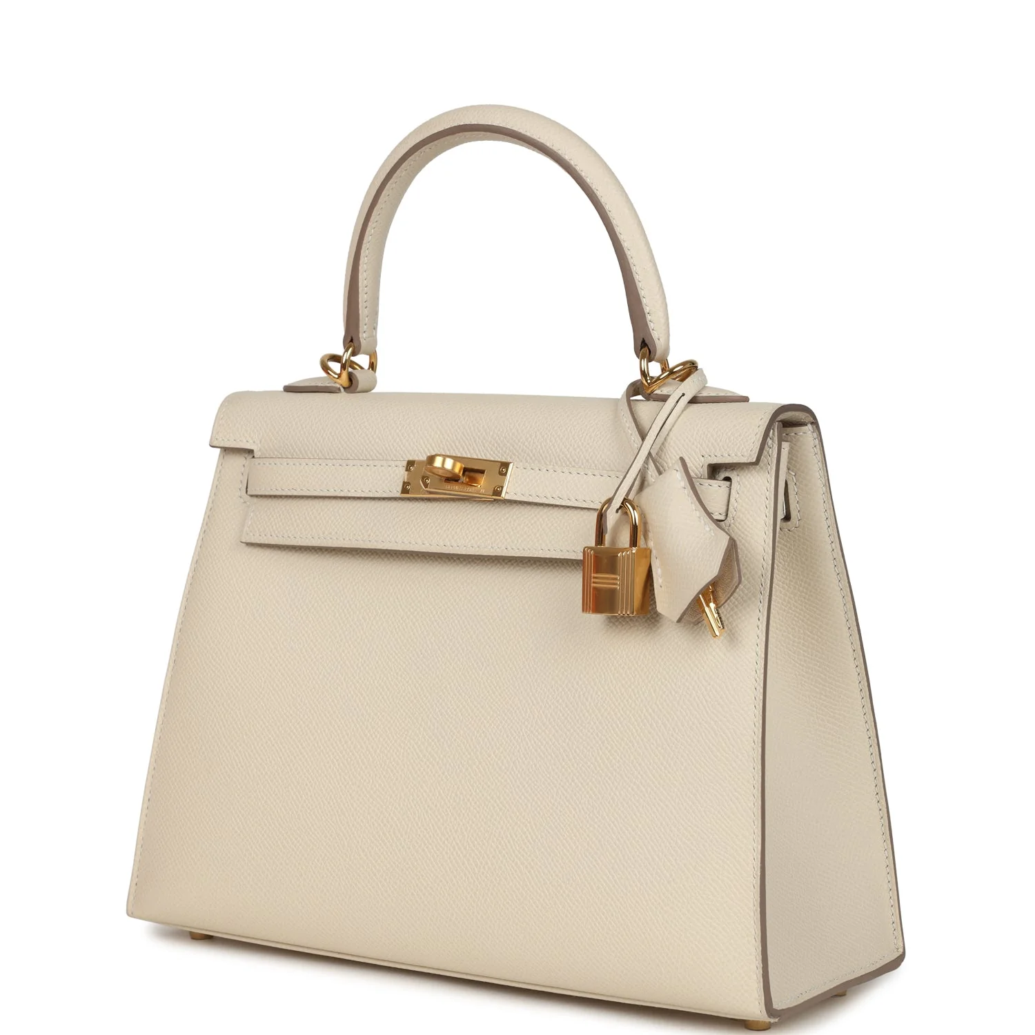 Pre-owned Hermes Kelly Sellier 25 Craie Epsom Gold Hardware - Image 5