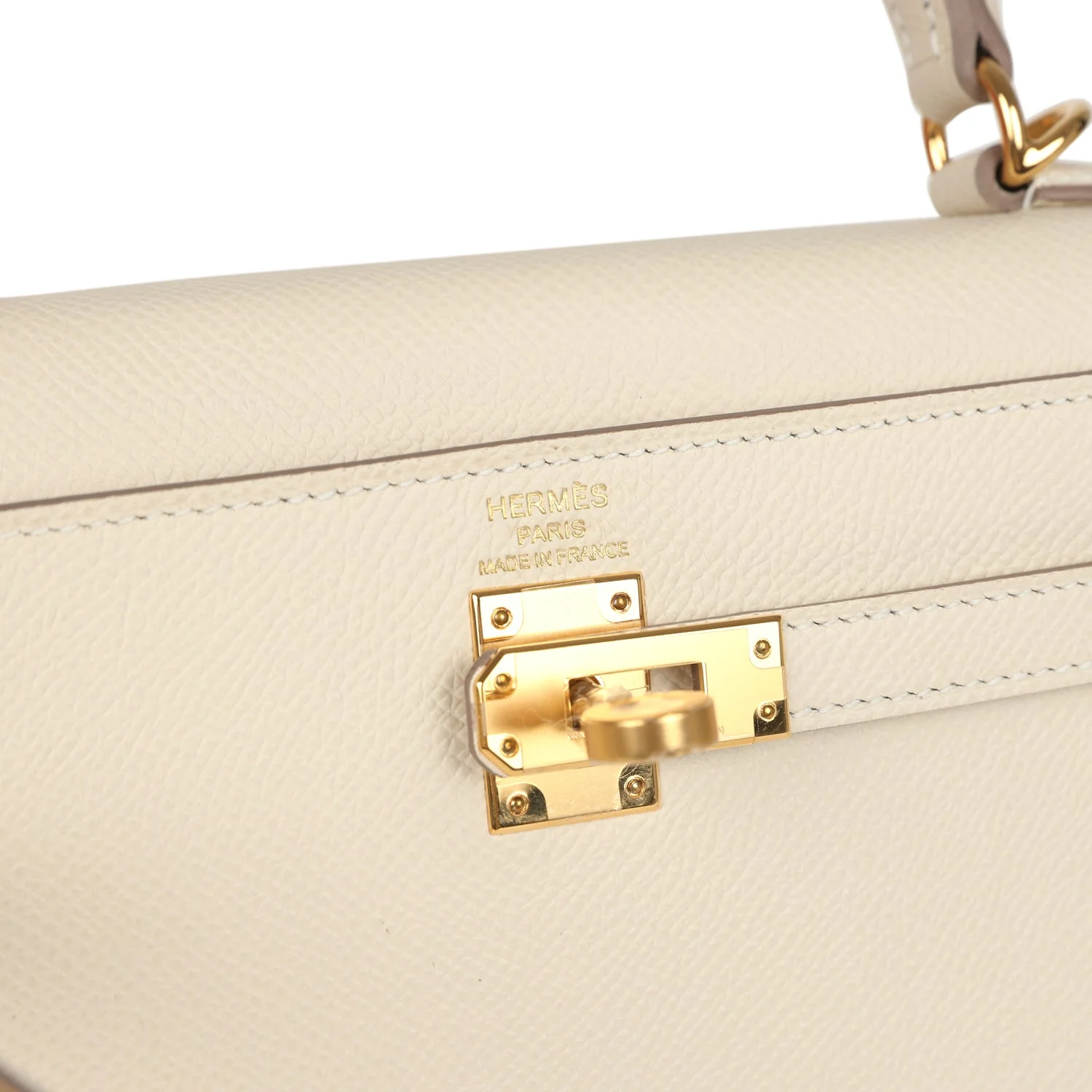 Pre-owned Hermes Kelly Sellier 25 Craie Epsom Gold Hardware - Image 7