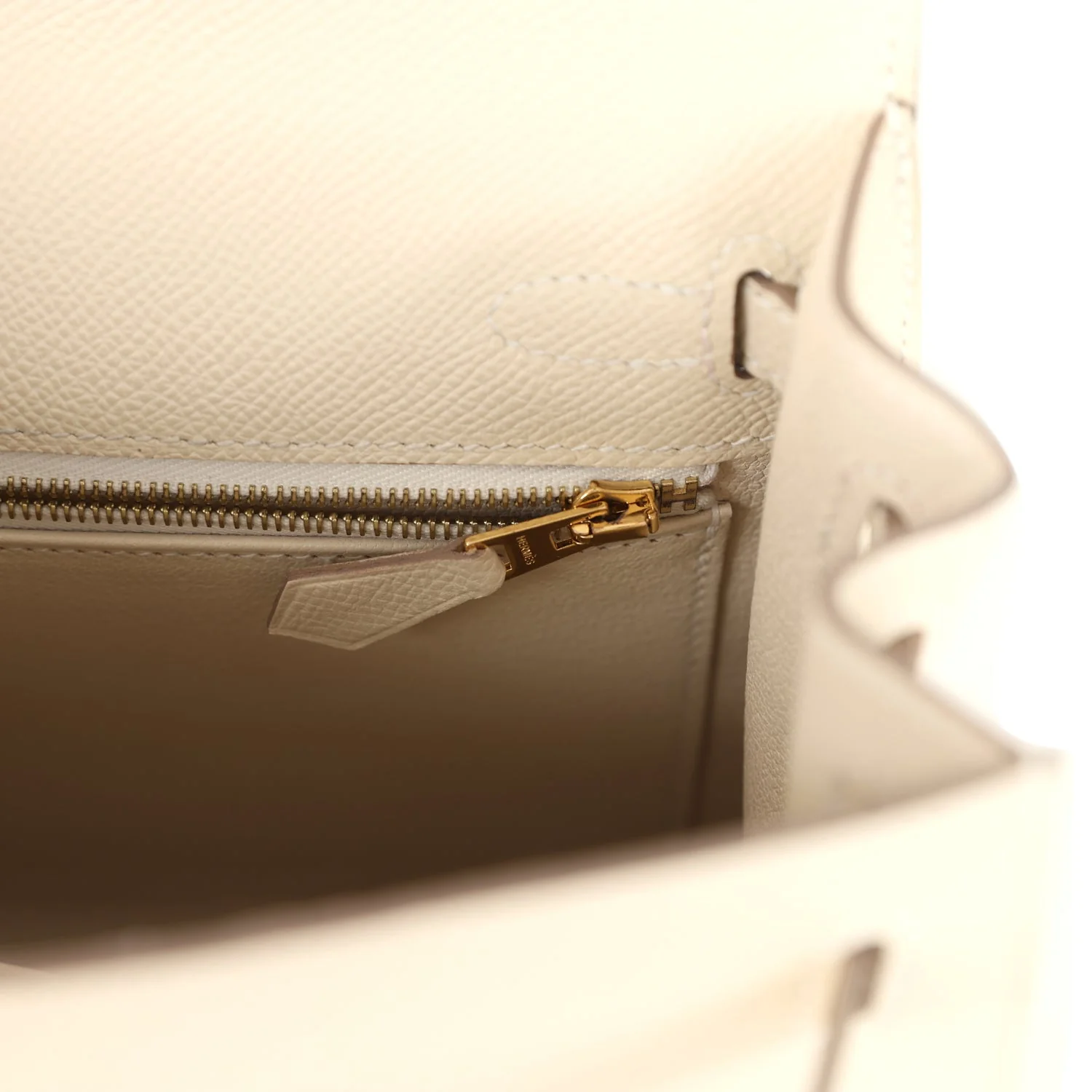 Pre-owned Hermes Kelly Sellier 25 Craie Epsom Gold Hardware - Image 9