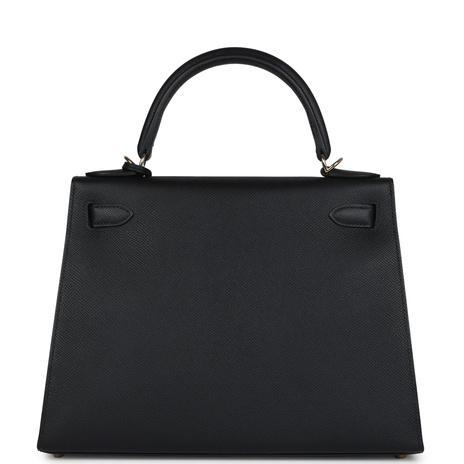 Pre-owned Hermes Kelly Sellier 28 Black Epsom Permabrass Hardware - Image 4