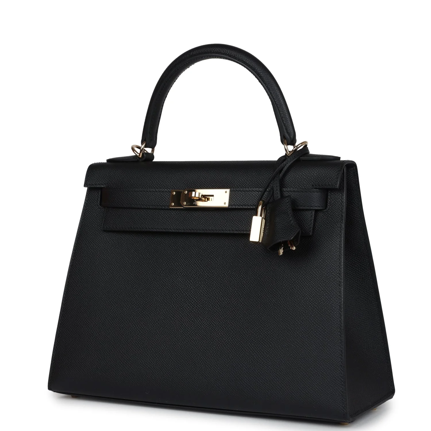 Pre-owned Hermes Kelly Sellier 28 Black Epsom Permabrass Hardware - Image 5