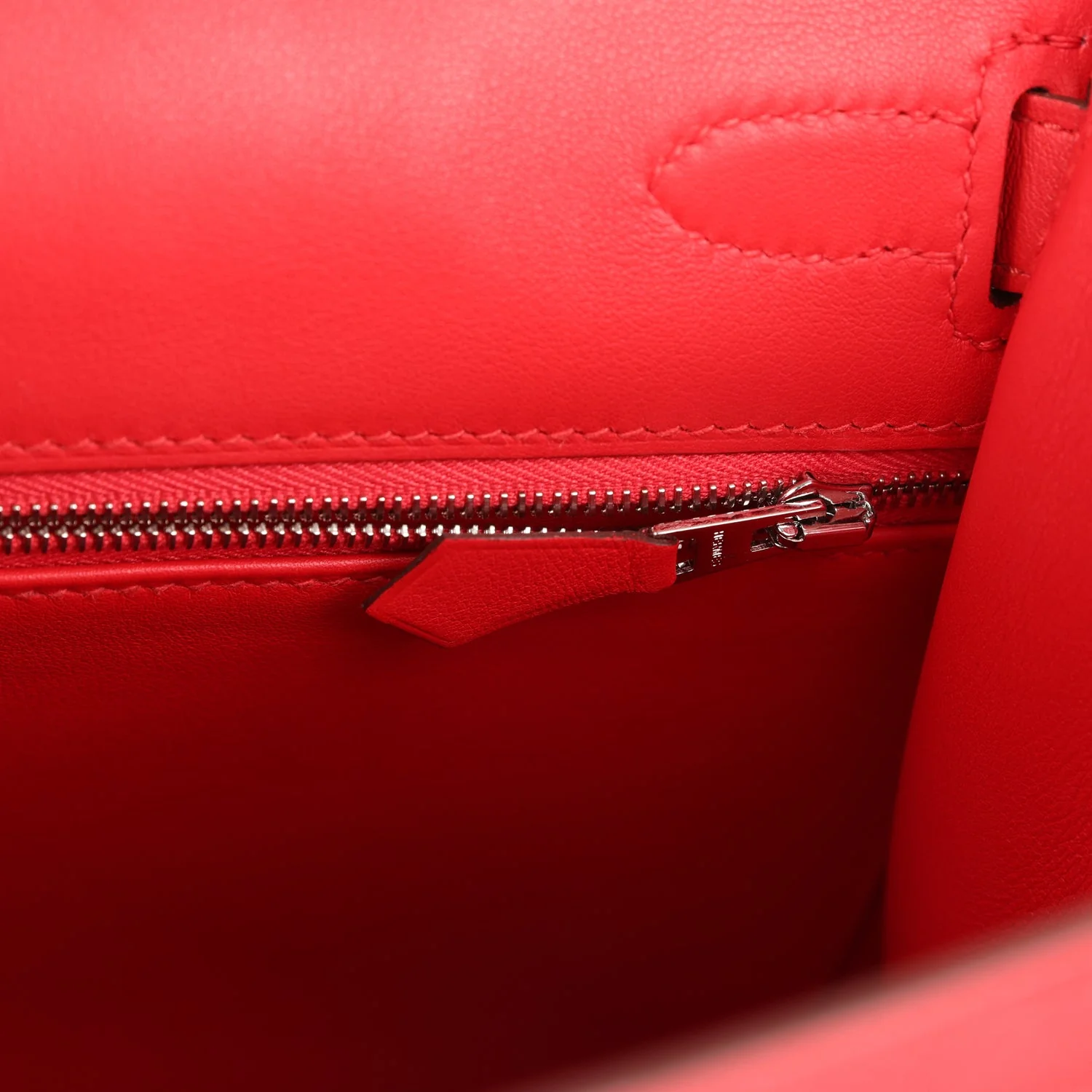 Pre-owned Hermes Kelly Sellier 28 Rouge De Coeur Swift and Beige-Ecru Toile H Canvas Palladium Hardware - Image 9