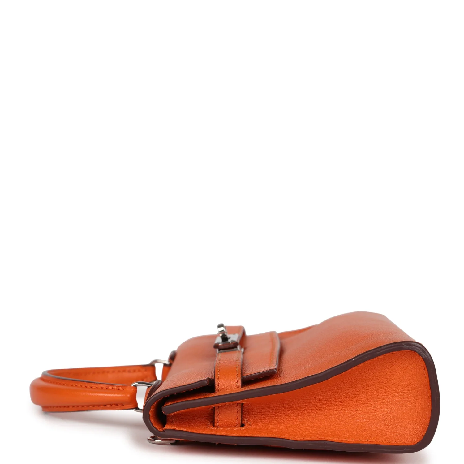 Pre-owned Hermes Micro Kelly 15 Orange Swift Palladium Hardware - Image 3