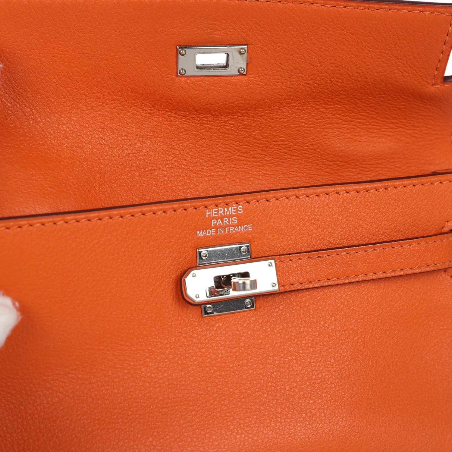 Pre-owned Hermes Micro Kelly 15 Orange Swift Palladium Hardware - Image 7