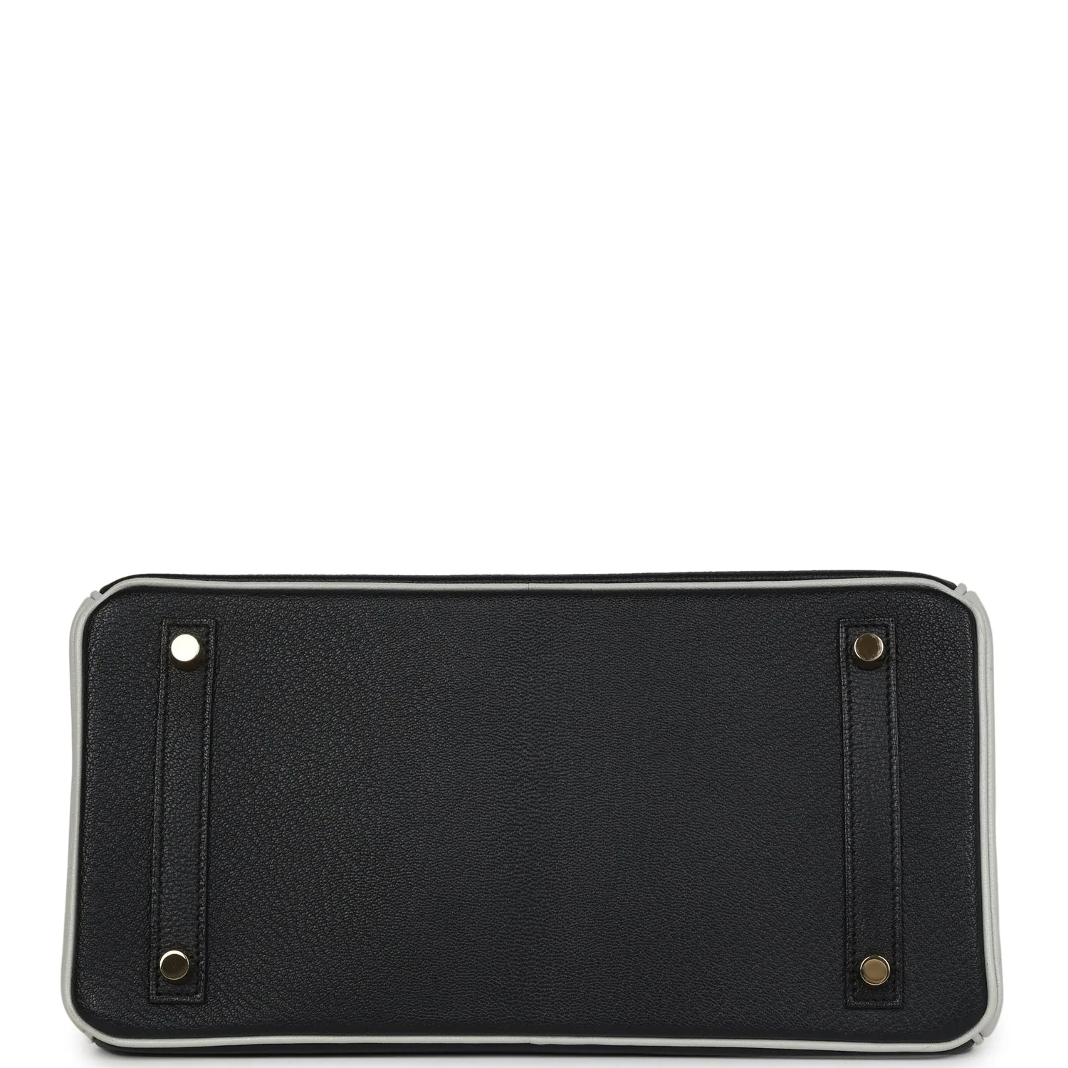 Pre-owned Hermes Special Order (HSS) Birkin 30 Black and Gris Perle Chevre Mysore Brushed Gold Hardware - Image 6