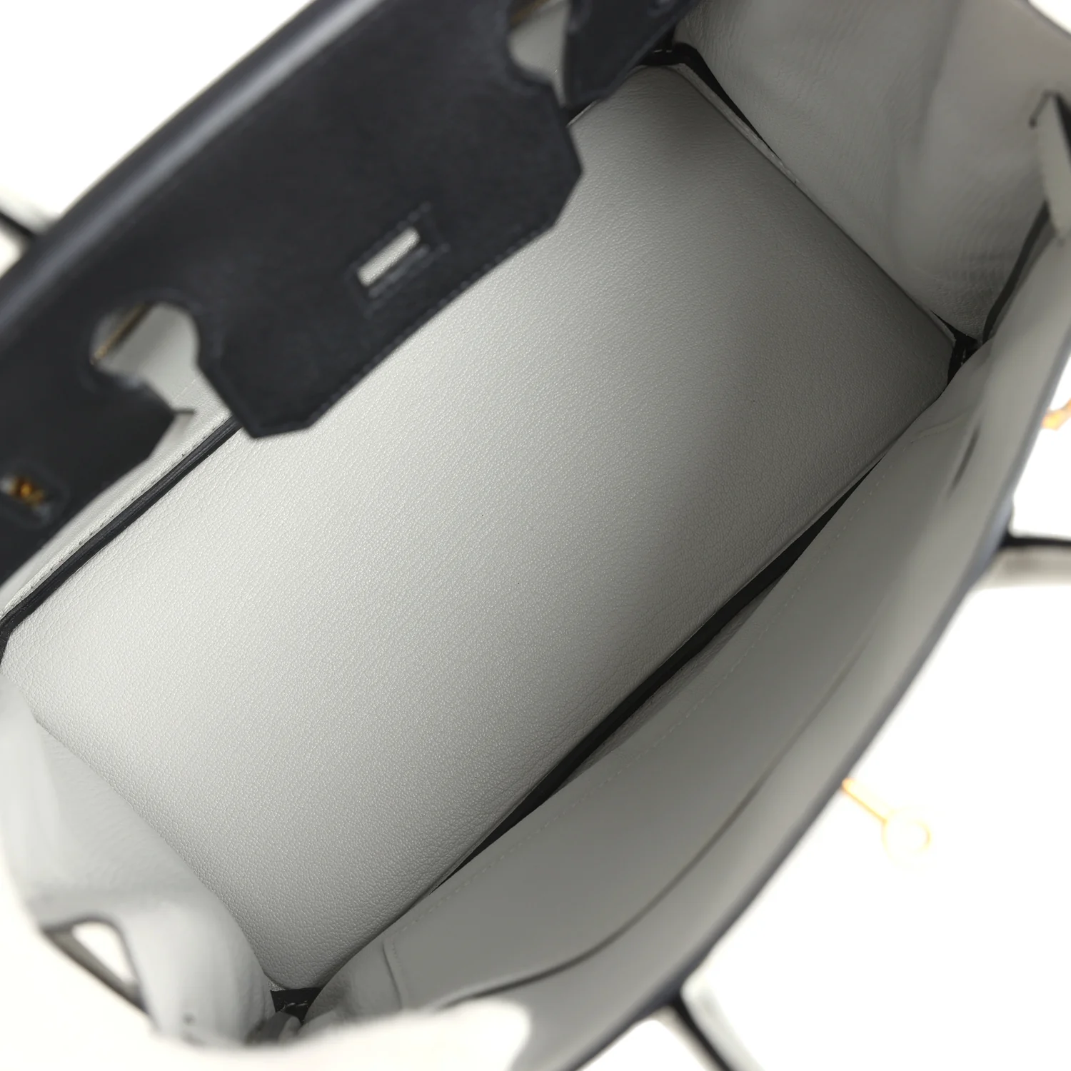 Pre-owned Hermes Special Order (HSS) Birkin 30 Black and Gris Perle Chevre Mysore Brushed Gold Hardware - Image 8