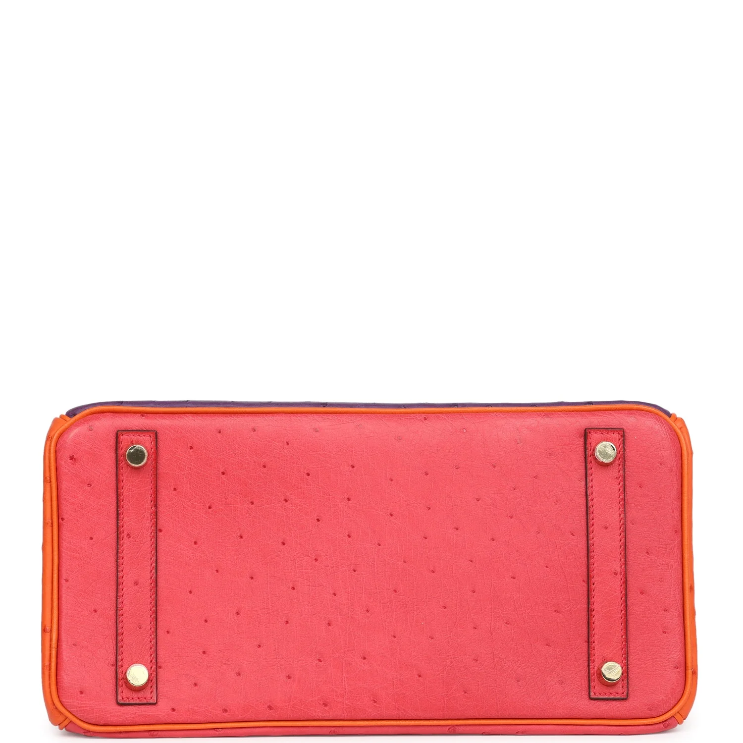 Pre-owned Hermes Special Order (HSS) Birkin 30 Tangerine, Violet and Bougainvillea Ostrich Gold Hardware - Image 6
