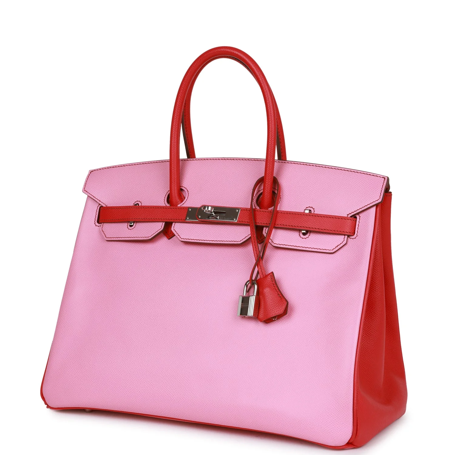 Pre-owned Hermes Special Order (HSS) Birkin 35 Bubblegum and Bougainvillea Epsom Palladium Hardware - Image 5
