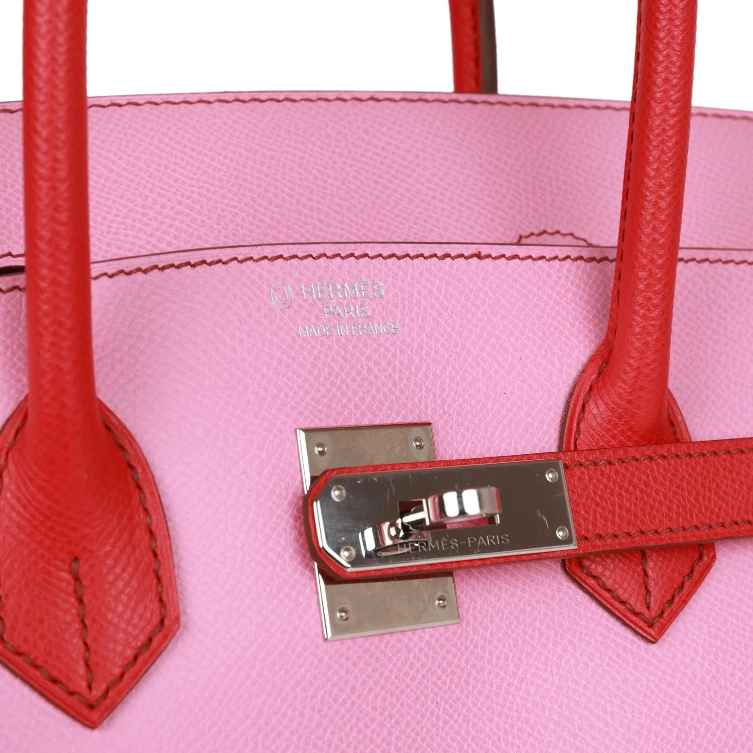 Pre-owned Hermes Special Order (HSS) Birkin 35 Bubblegum and Bougainvillea Epsom Palladium Hardware - Image 7