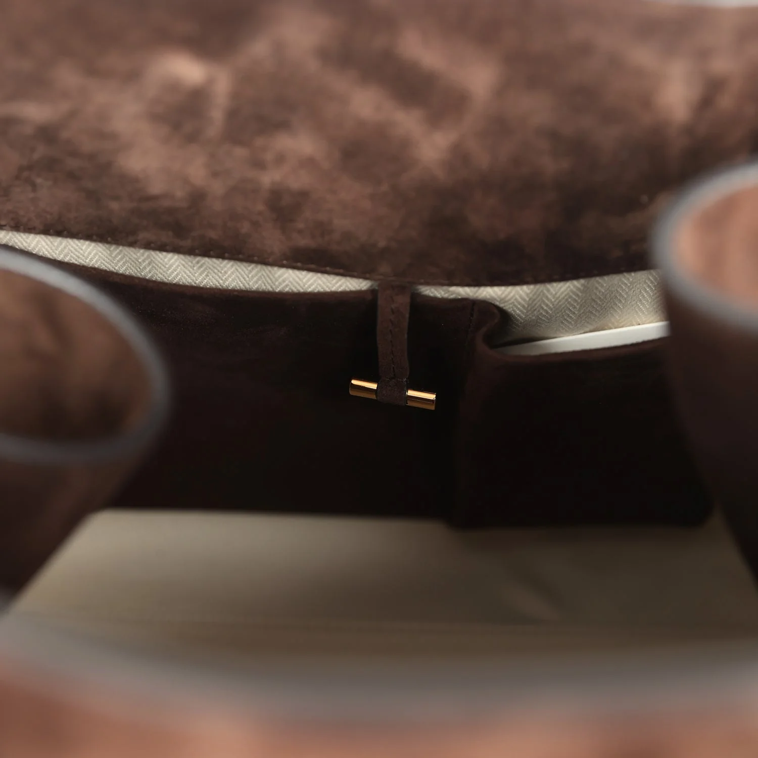 The Row Soft Margaux 15 Bag Mocha Suede Gold Hardware - Image 10